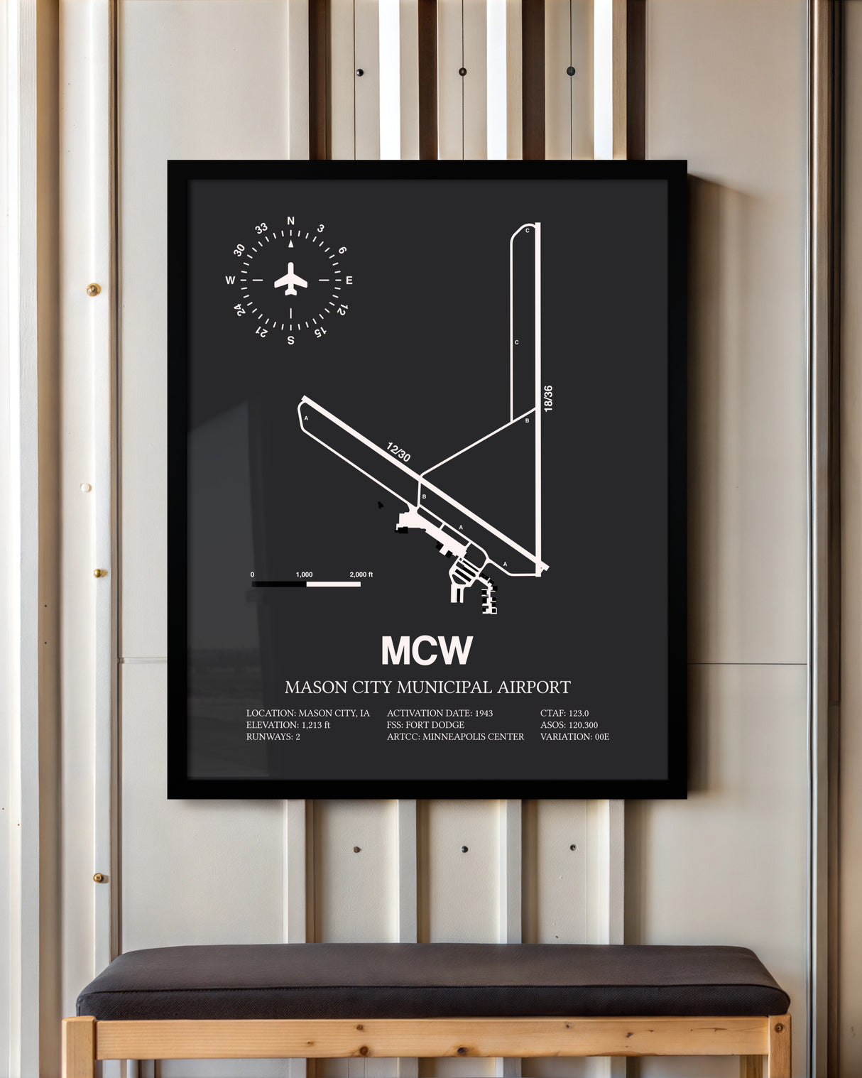 Frame color options for Mason City Municipal Airport Wall Art