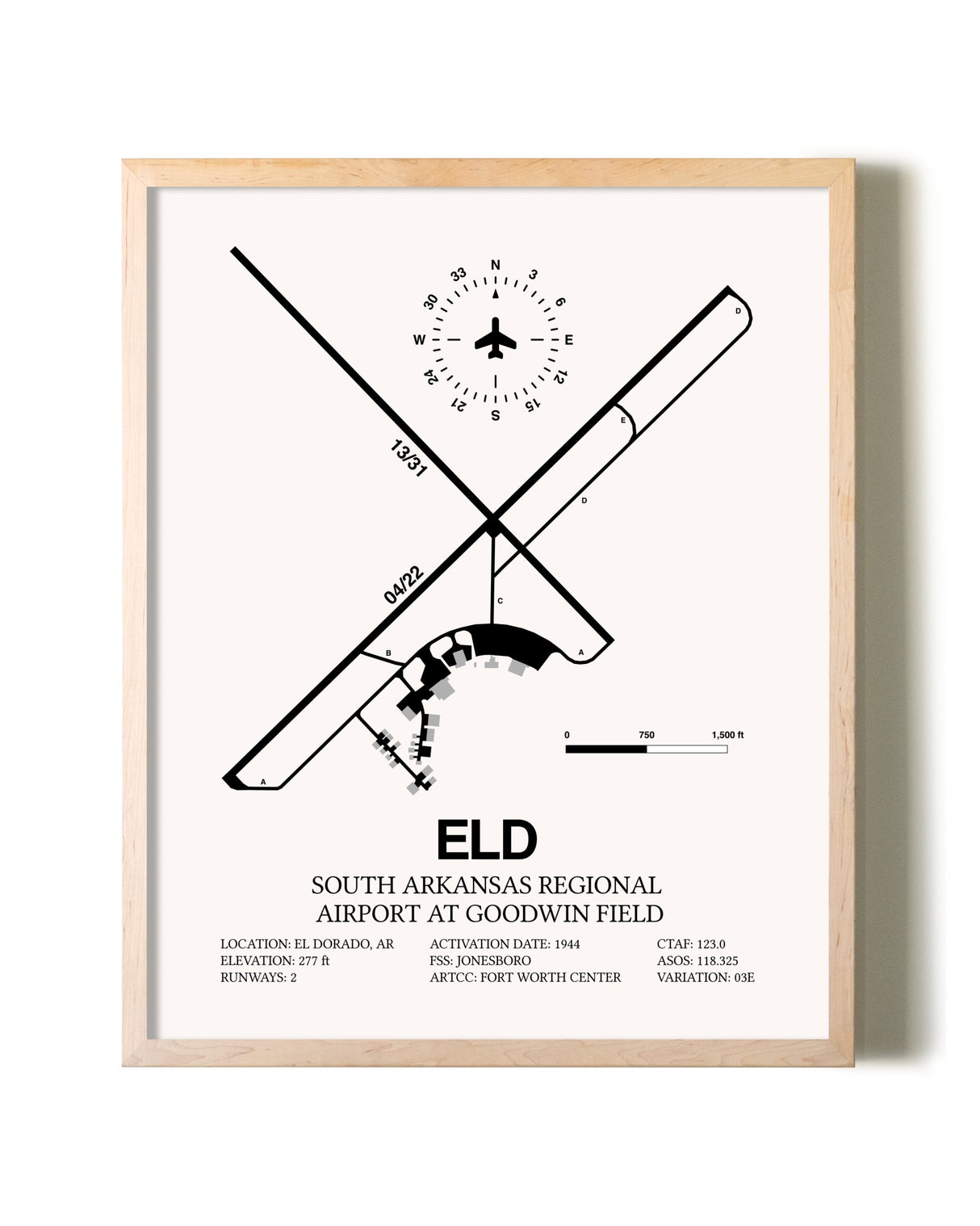 South Arkansas Regional Airport At Goodwin Field framed wall art in white frame