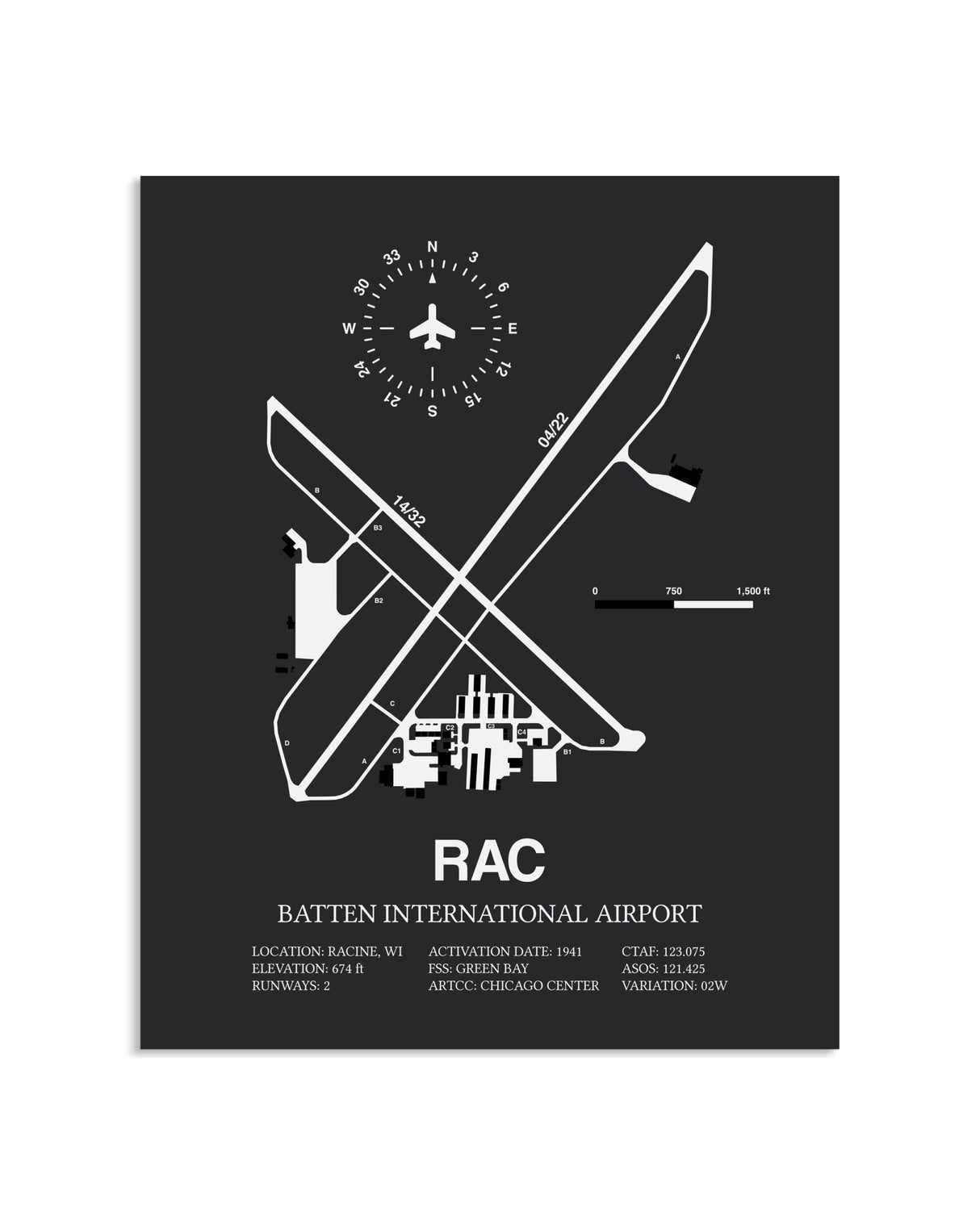 Gray Framed Batten International Airport layout wall art poster