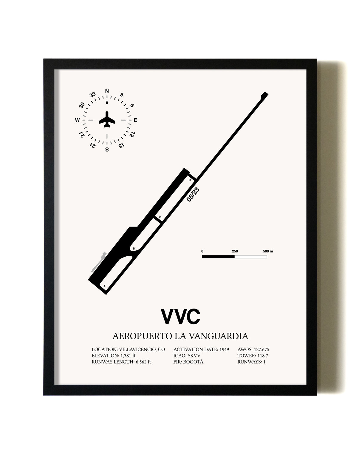 Framed Aeropuerto La Vanguardia wall art poster in black frame