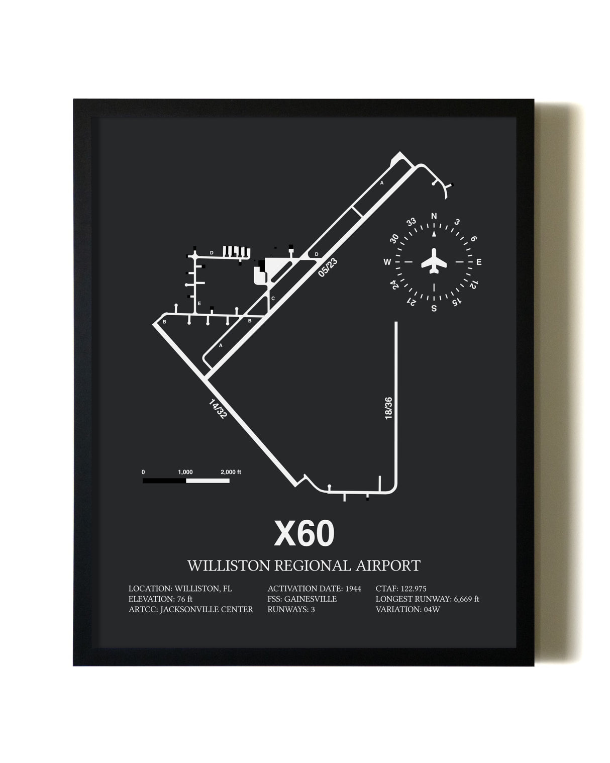 Unframed Williston Regional Airport map print poster