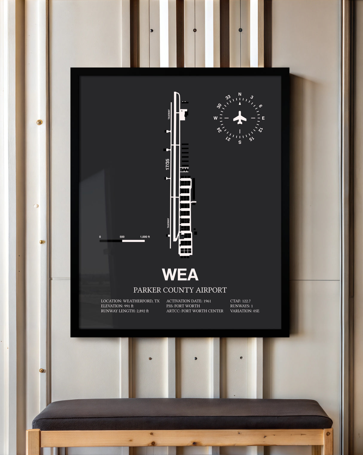 Frame color options for Parker County Airport Wall Art