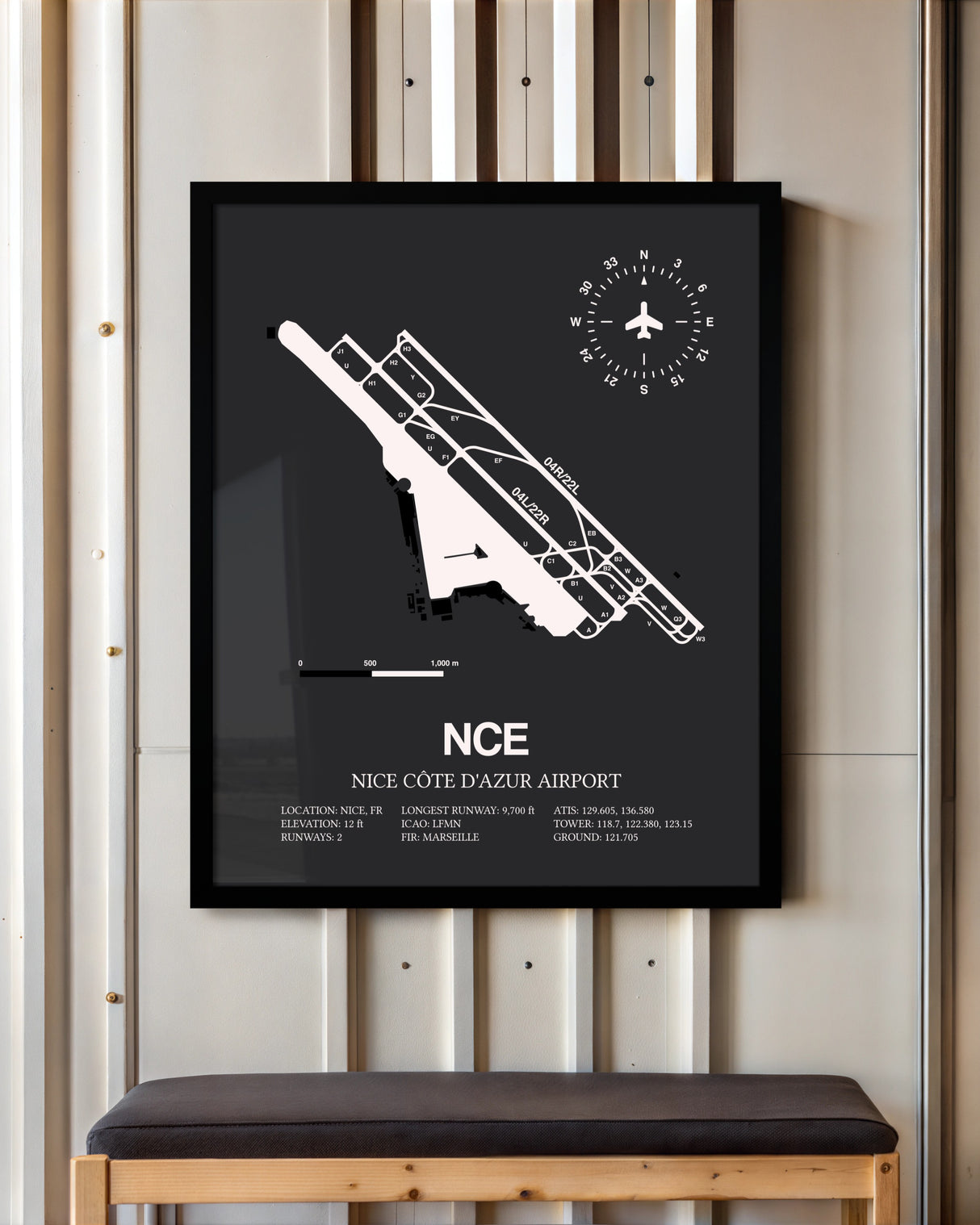 Frame color options for Nice Cote D'Azur Airport Wall Art