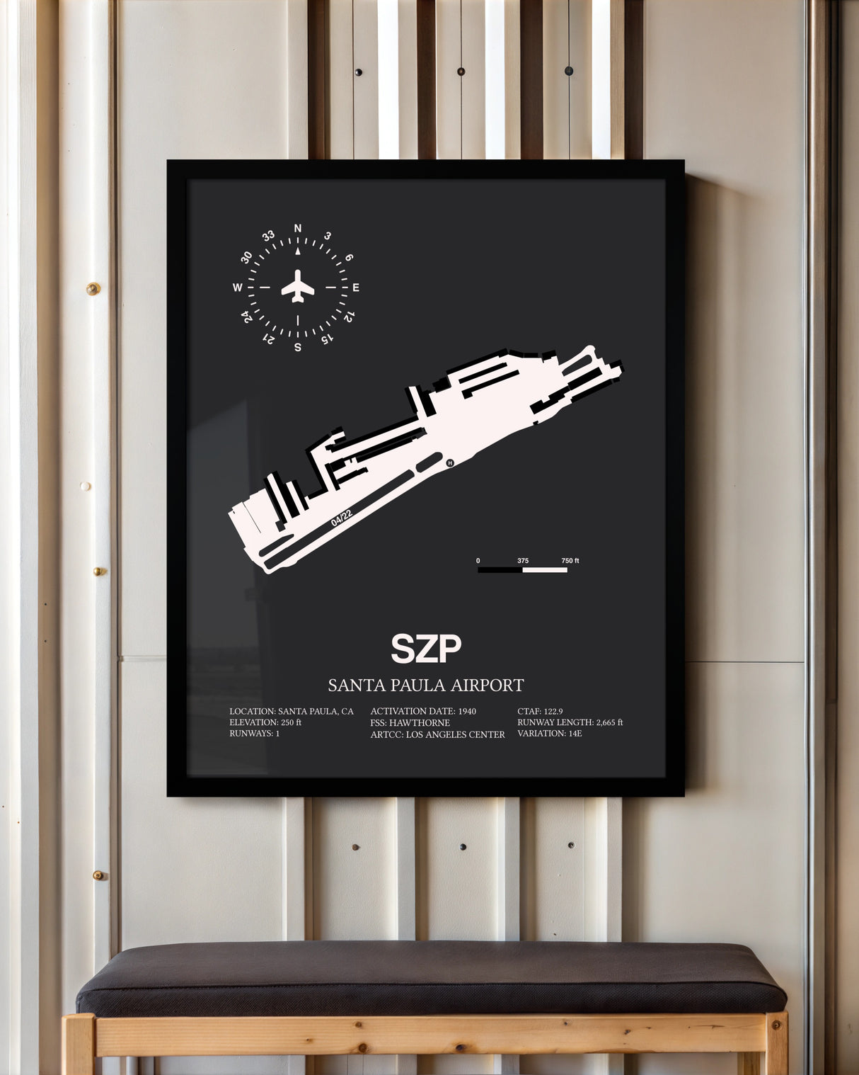 Frame color options for Santa Paula Airport Wall Art