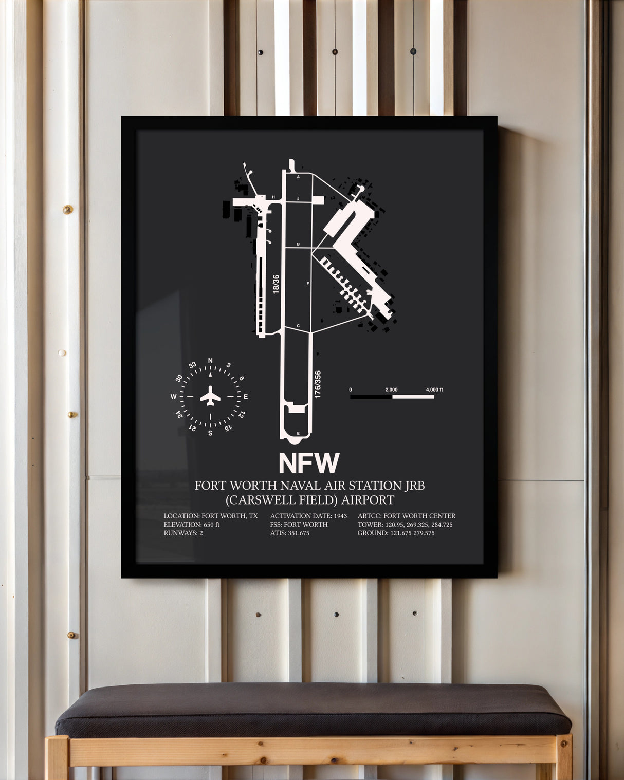 Frame color options for Fort Worth Naval Air Station JRB (Carswell Field) Airport Wall Art