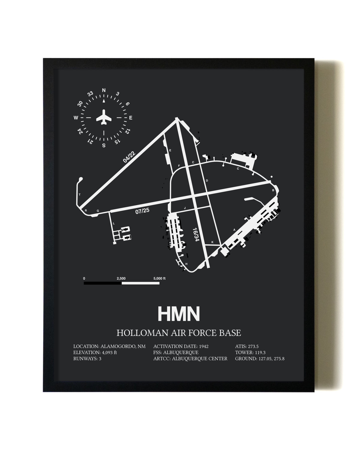 Unframed Holloman Air Force Base map print poster