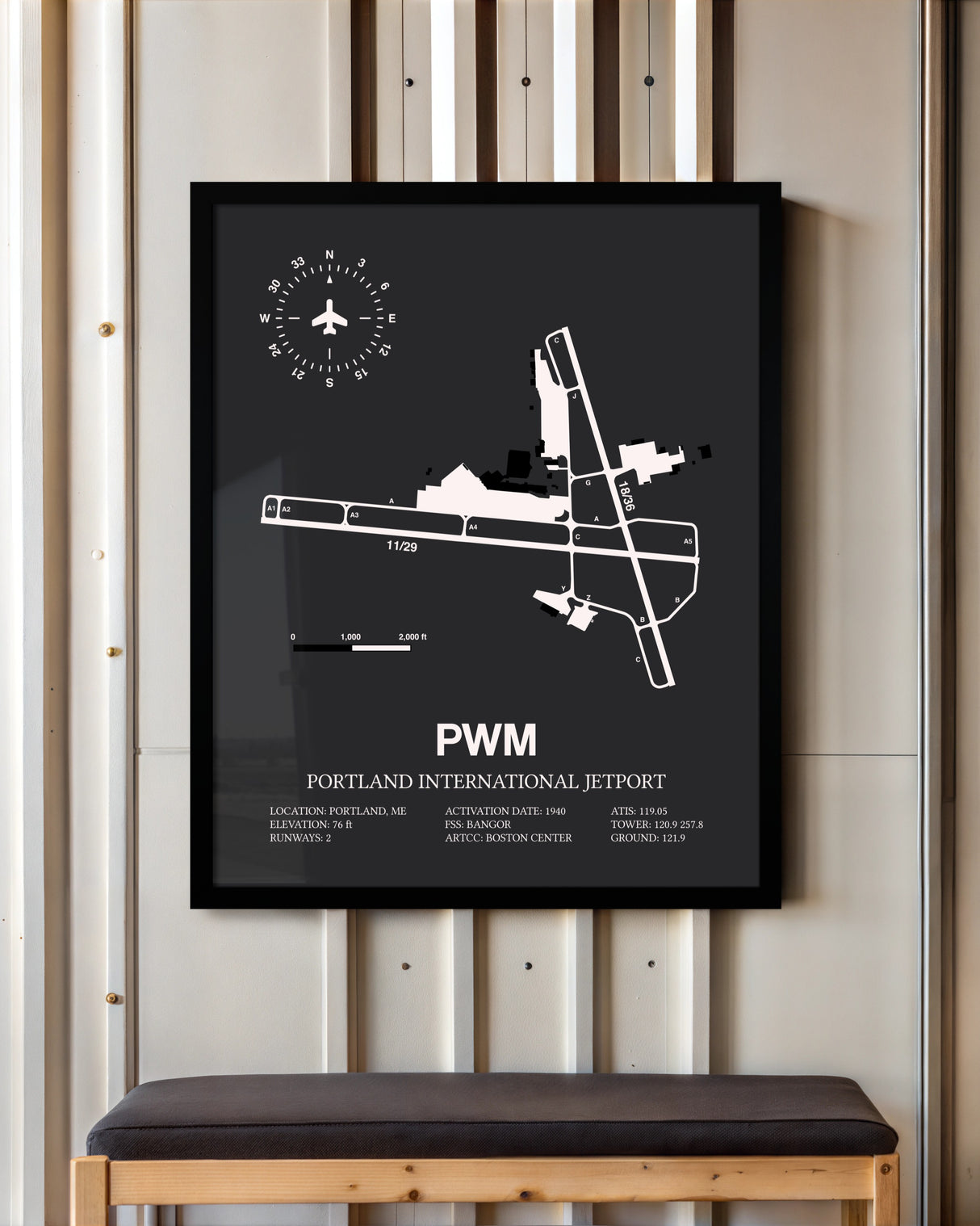 Frame color options for Portland International Jetport Wall Art