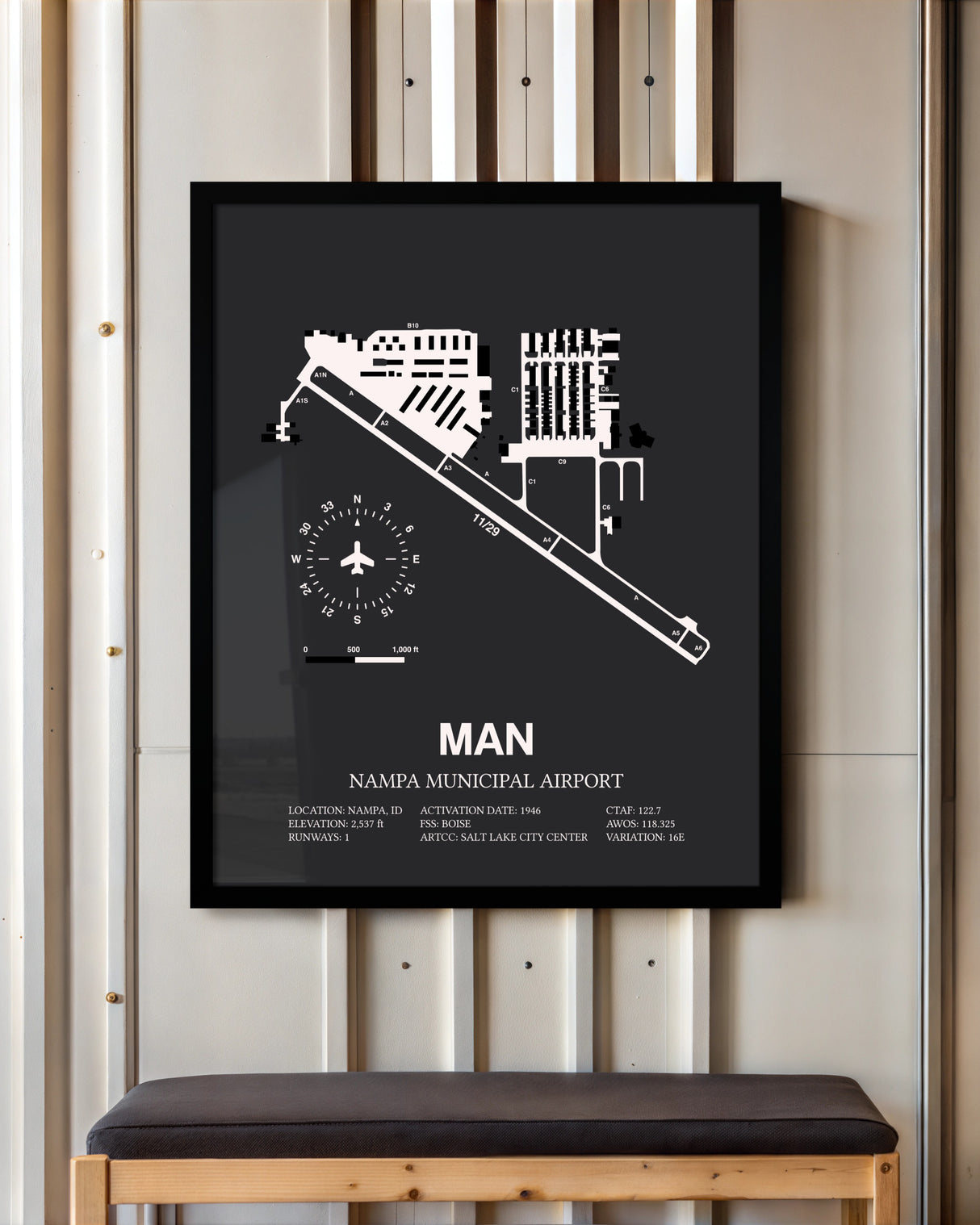 Frame color options for Nampa Municipal Airport Wall Art