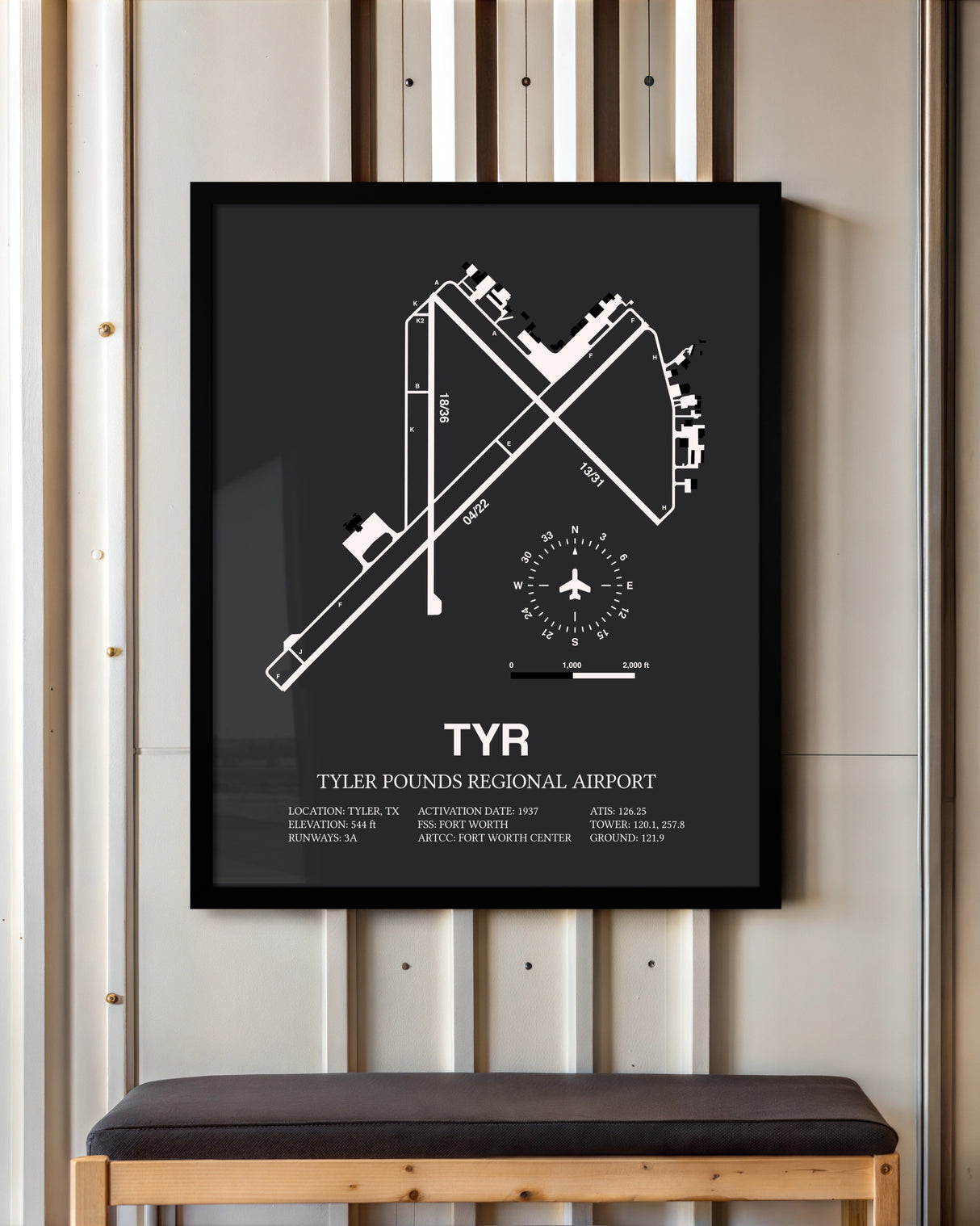 Frame color options for Tyler Pounds Regional Airport Wall Art