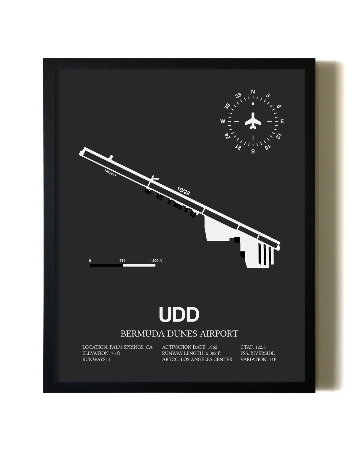 Unframed Bermuda Dunes Airport map print poster