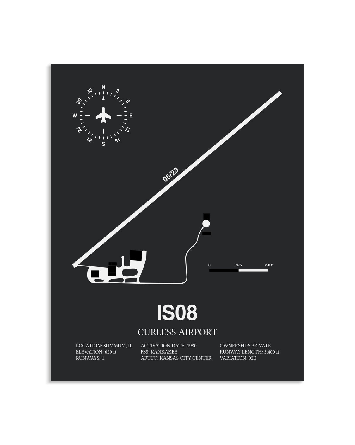 Gray Framed Curless Airport layout wall art poster