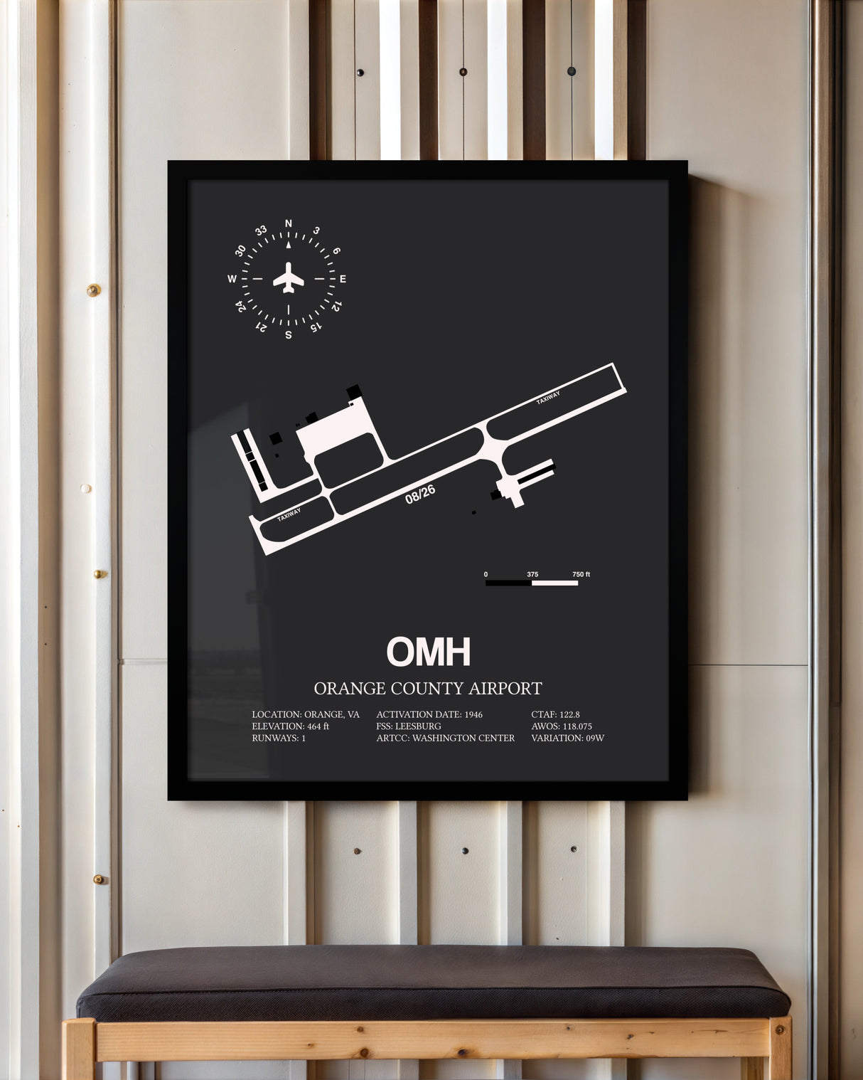 Frame color options for Orange County Airport Wall Art