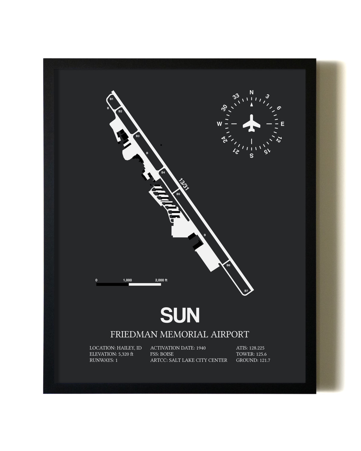 Unframed Friedman Memorial Airport map print poster