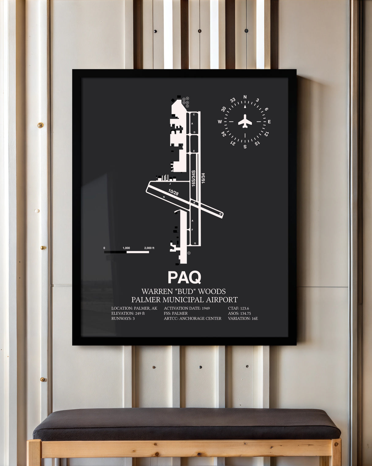 Frame color options for Warren "Bud" Woods Palmer Municipal Airport Wall Art