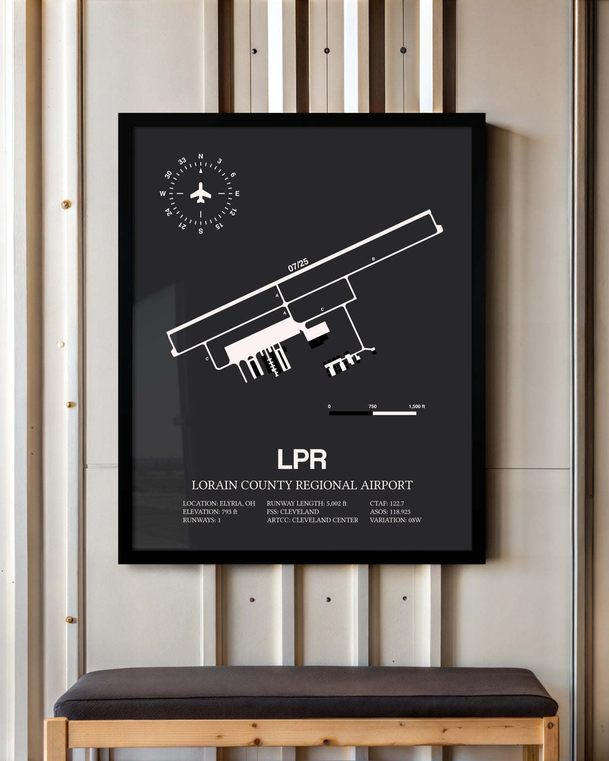 Frame color options for Lorain County Regional Airport Wall Art