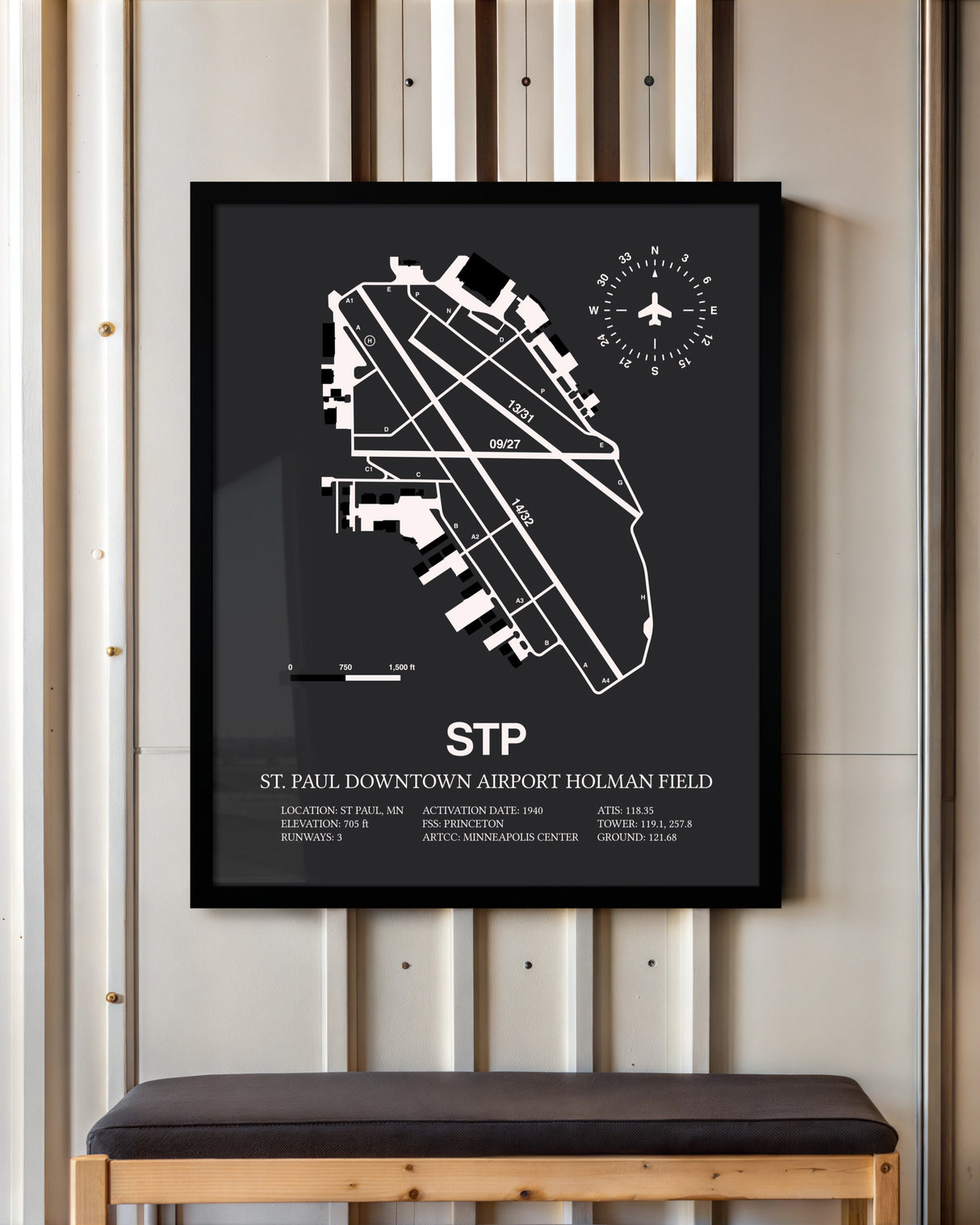 Frame color options for St. Paul Downtown Airport Holman Field Wall Art