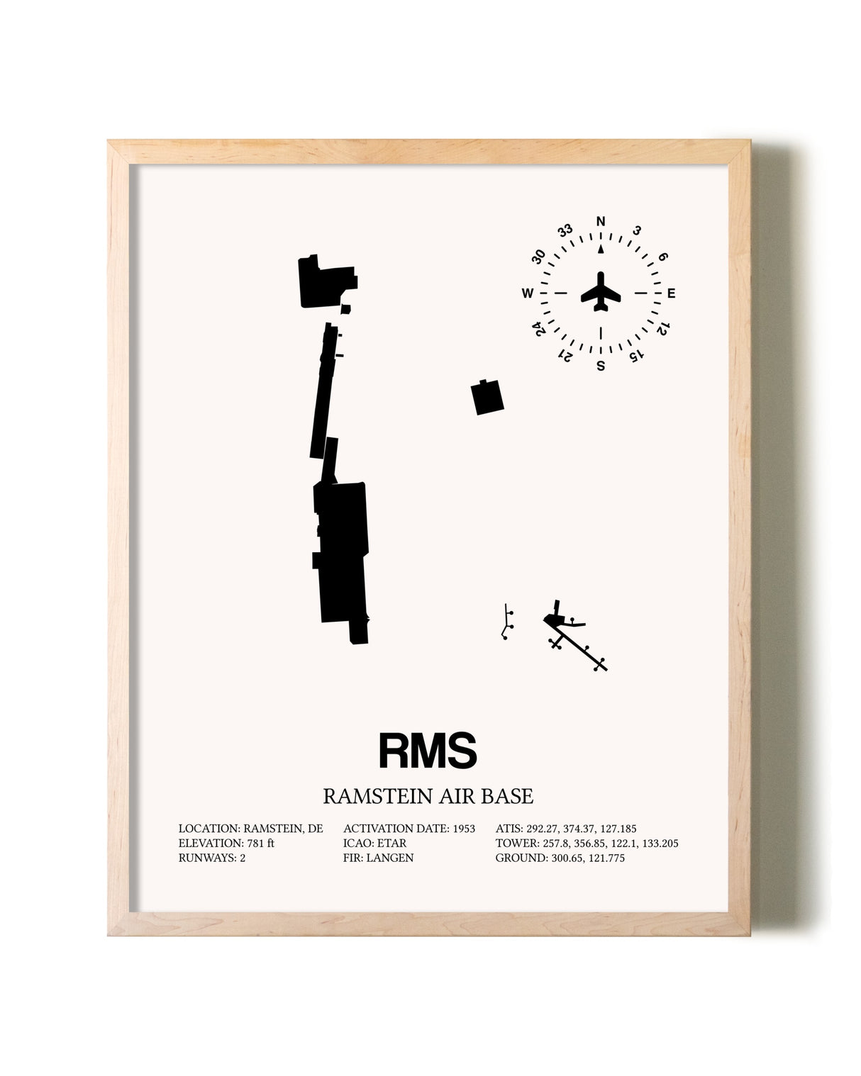 Ramstein Air Base framed wall art in white frame