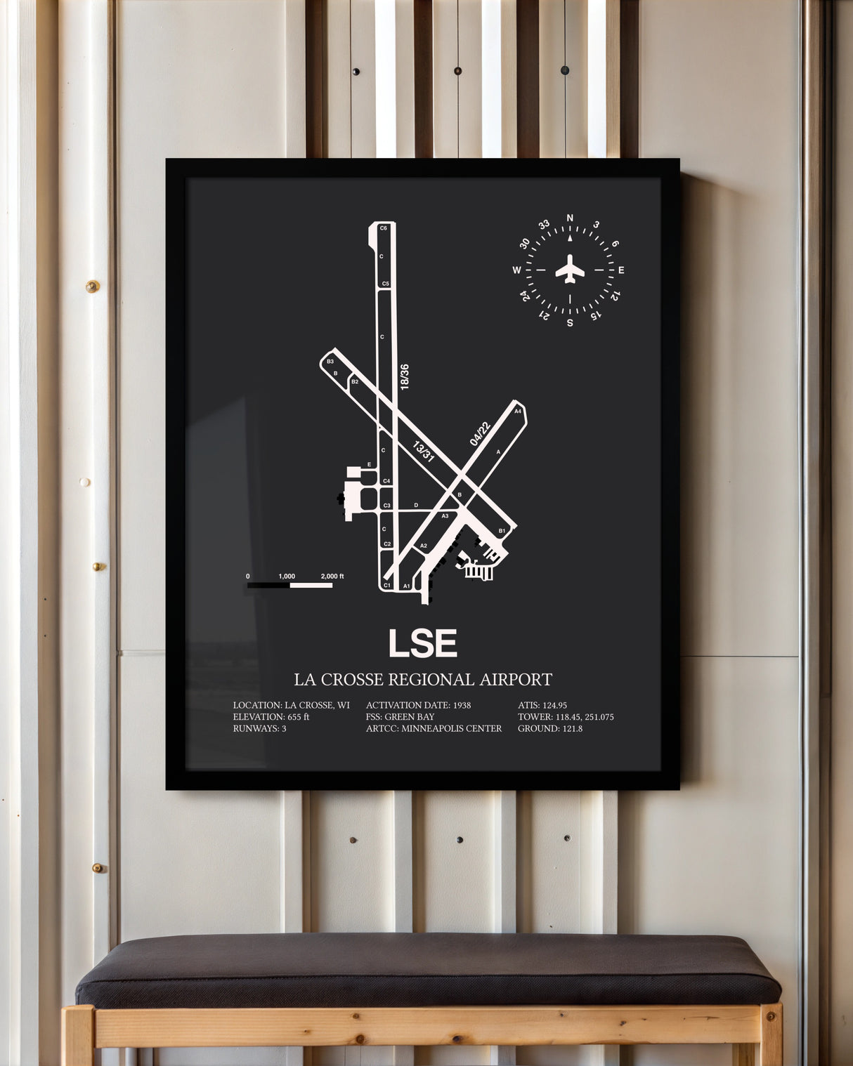 Frame color options for La Crosse Regional Airport Wall Art