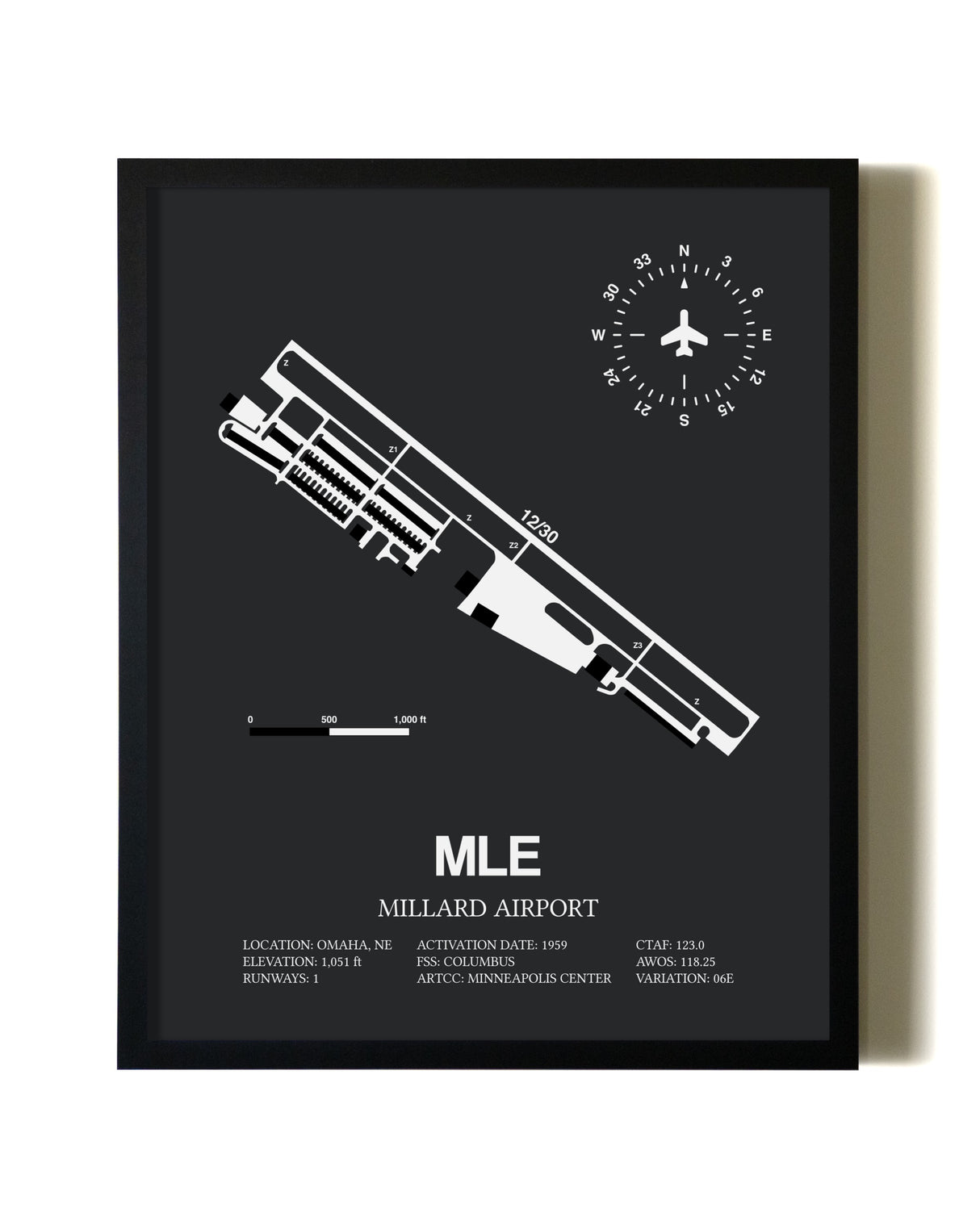 Unframed Millard Airport map print poster