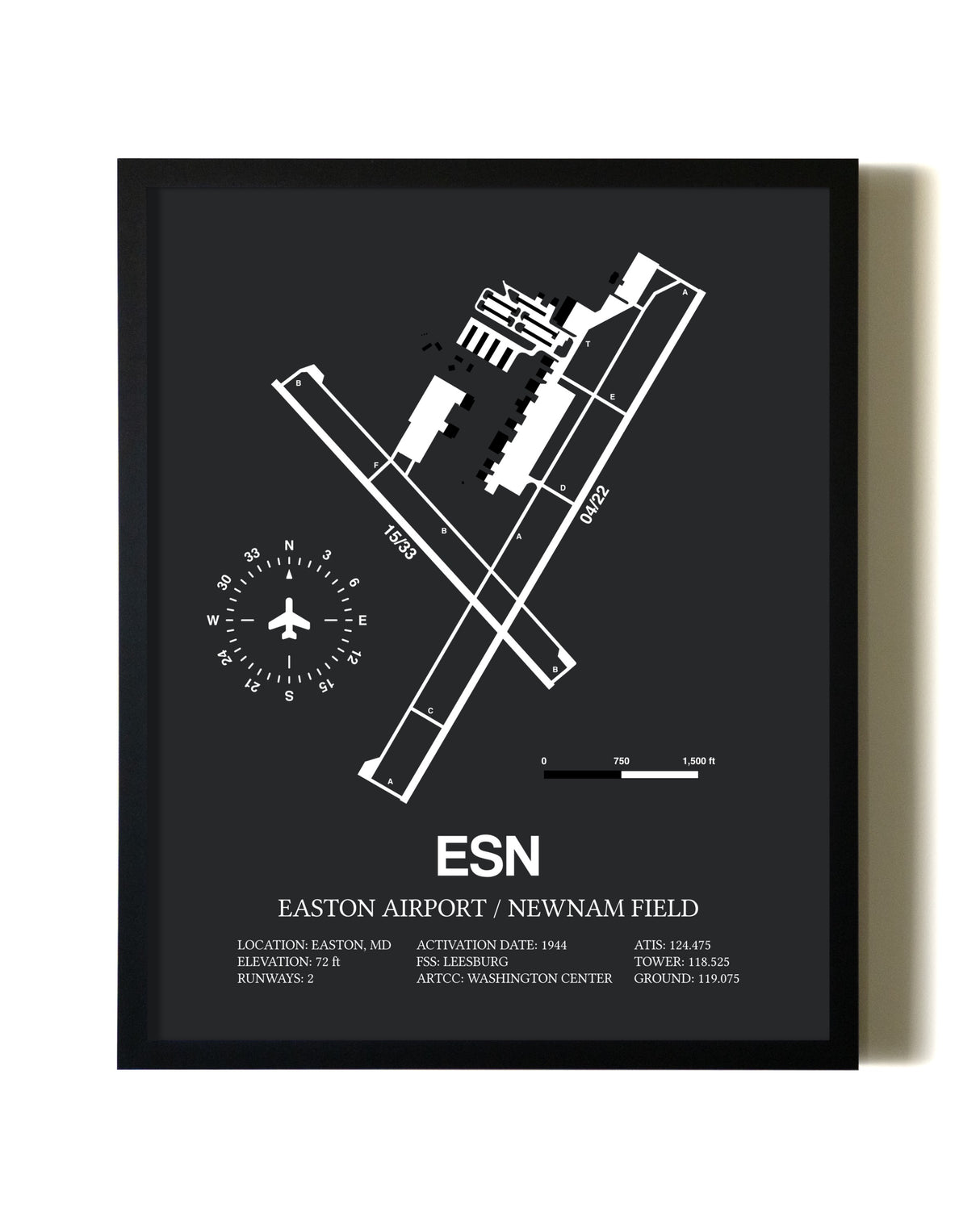 Unframed Easton Airport / Newnam Field map print poster
