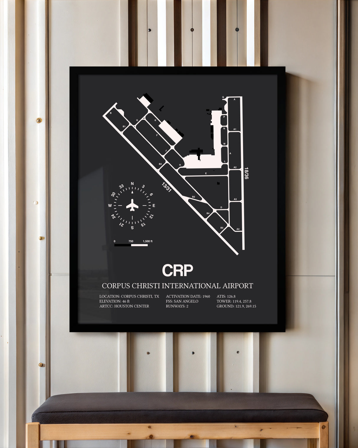 Frame color options for Corpus Christi International Airport Wall Art