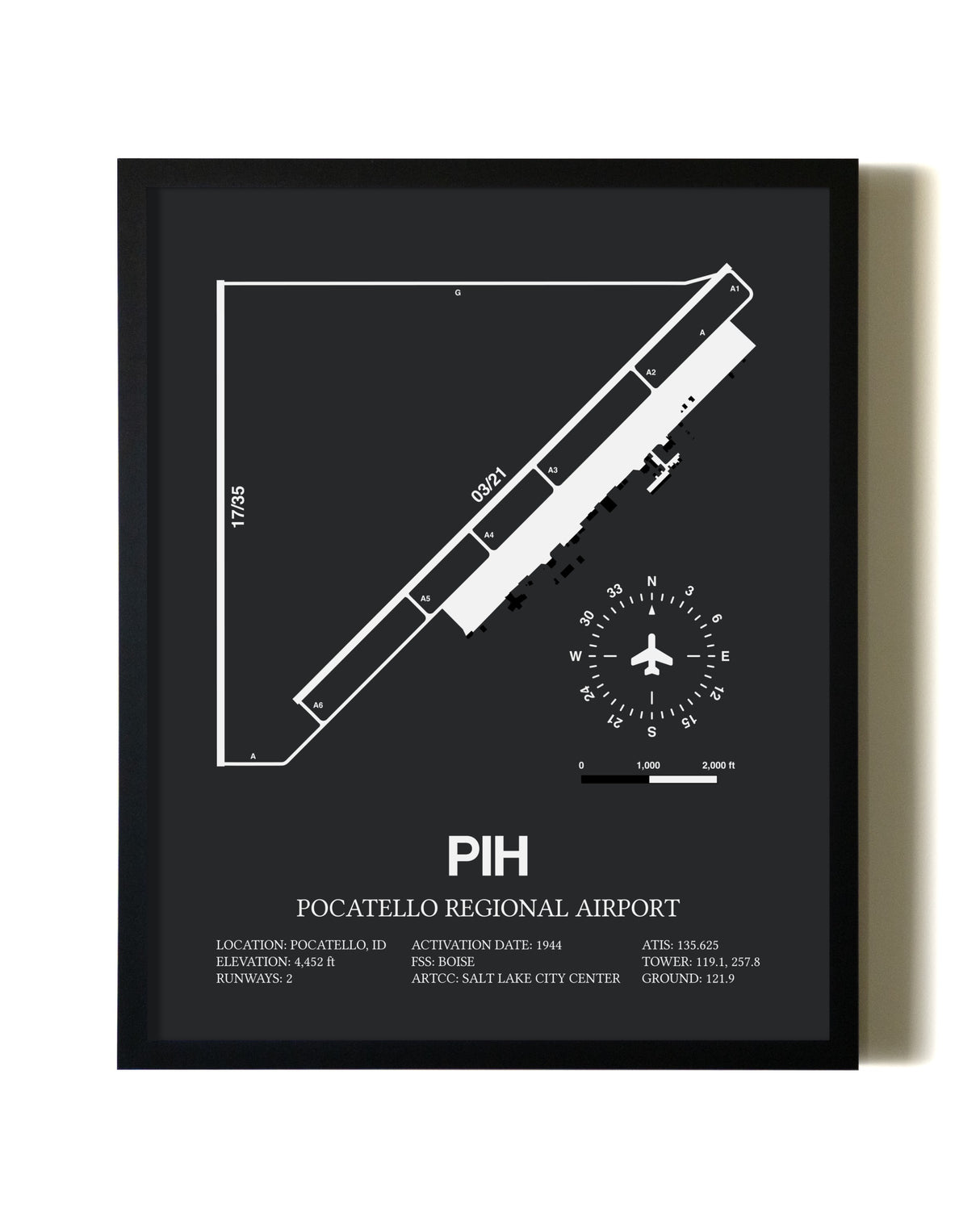 Unframed Pocatello Regional Airport map print poster
