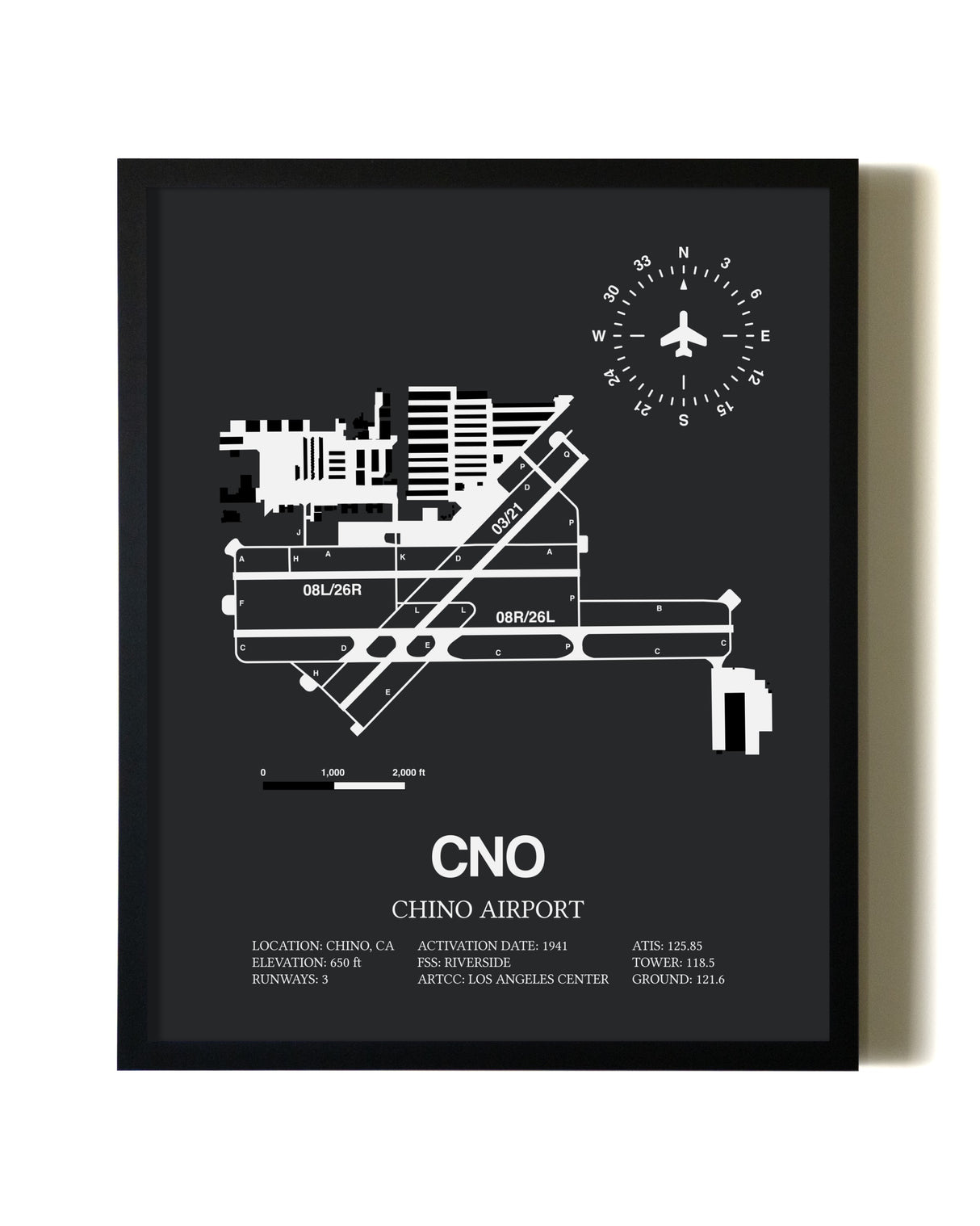 Unframed Chino Airport map print poster