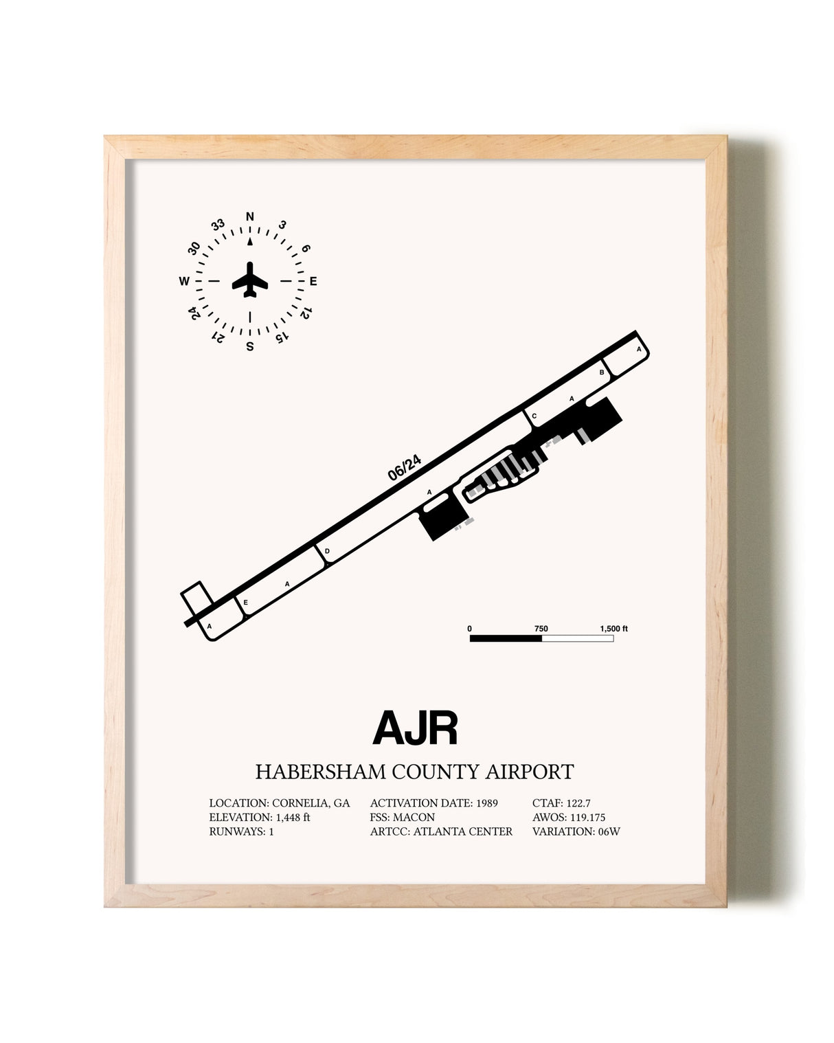 Habersham County Airport framed wall art in white frame