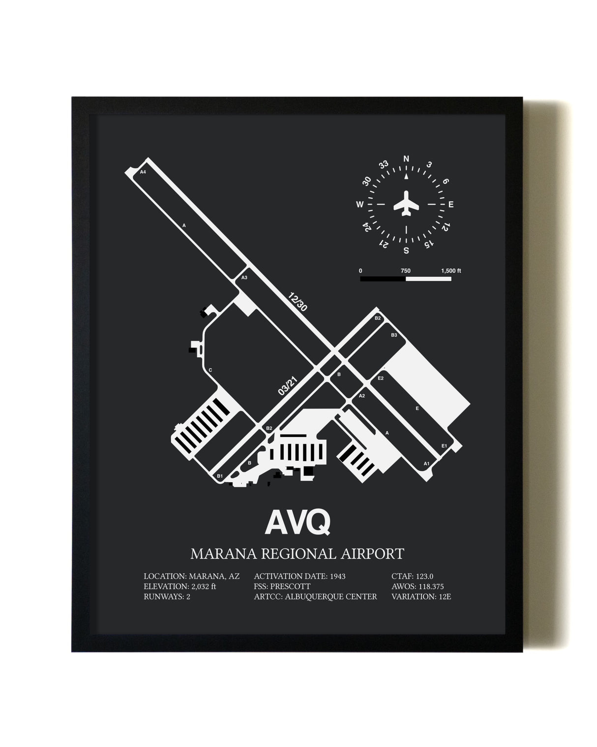 Unframed Marana Regional Airport map print poster