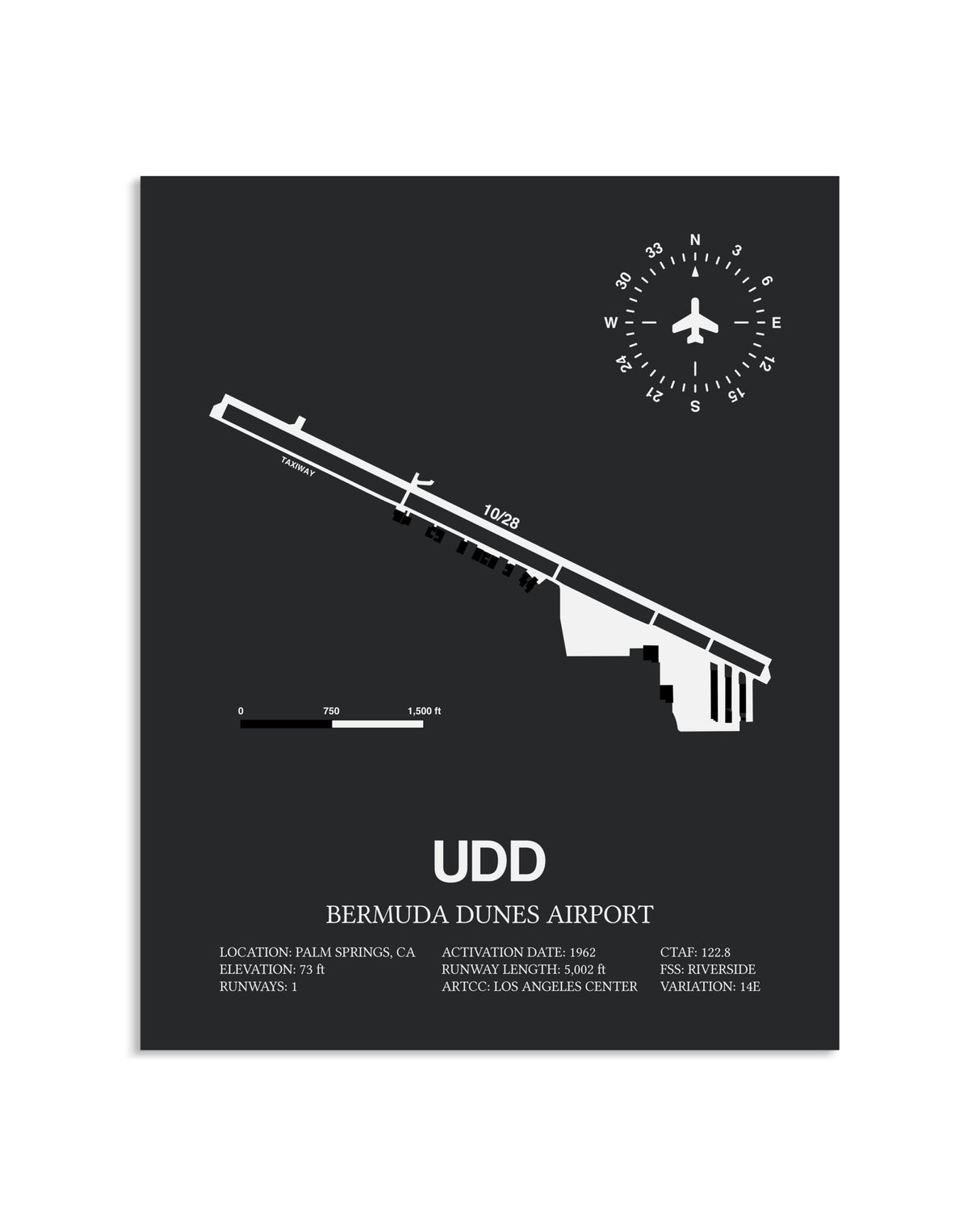 Gray Framed Bermuda Dunes Airport layout wall art poster