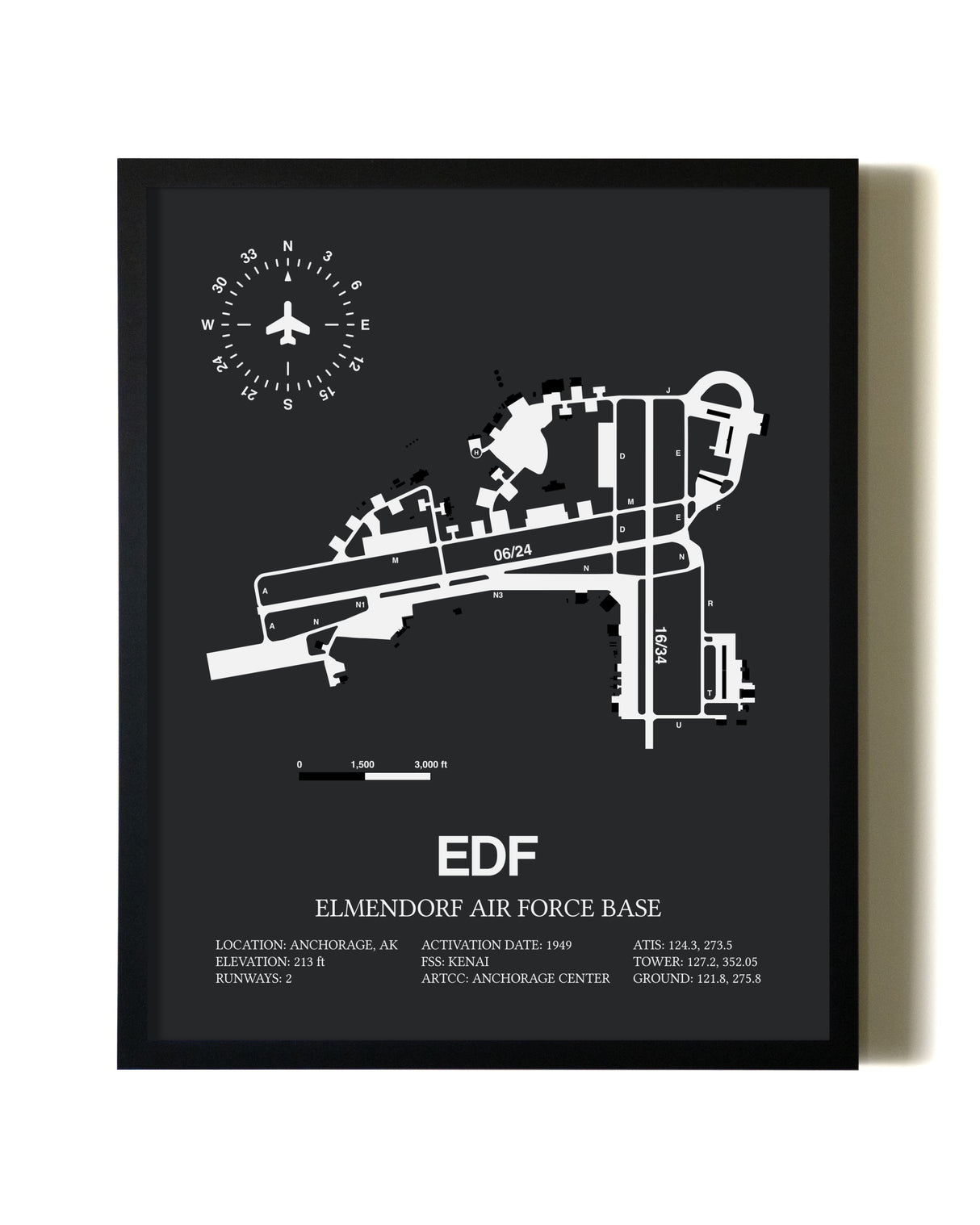 Unframed Elmendorf Air Force Base map print poster