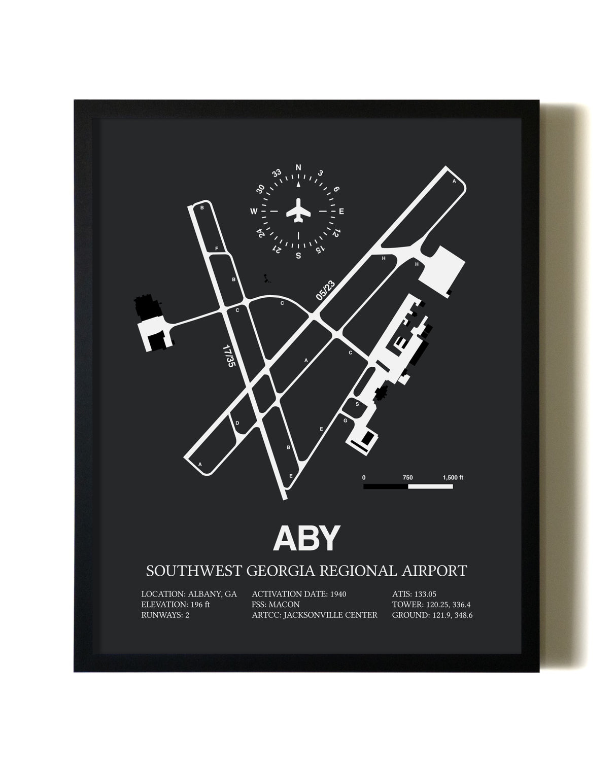 Unframed Southwest Georgia Regional Airport map print poster