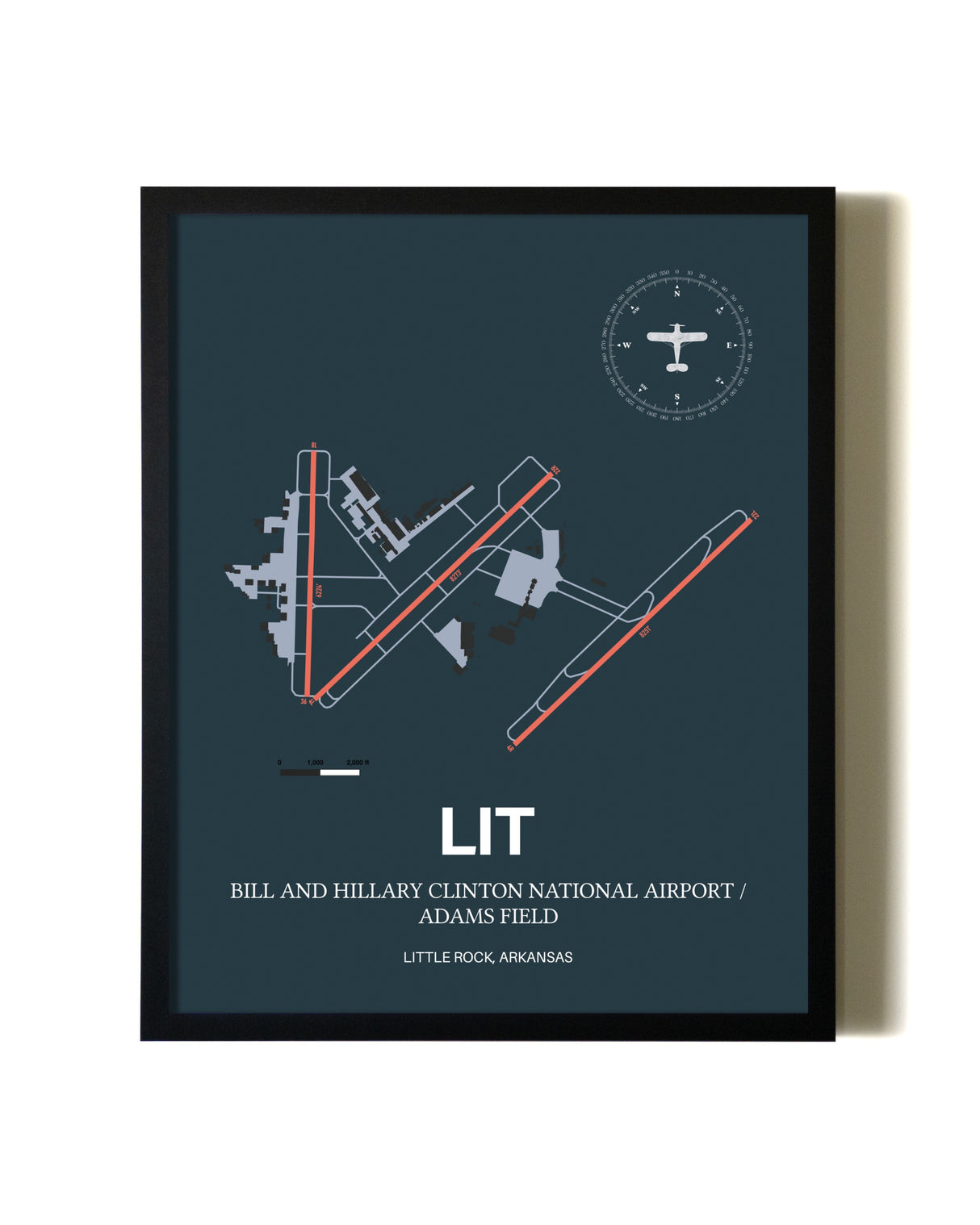Slate Framed Bill and Hillary Clinton National Airport/Adams Field wall art poster in black frame