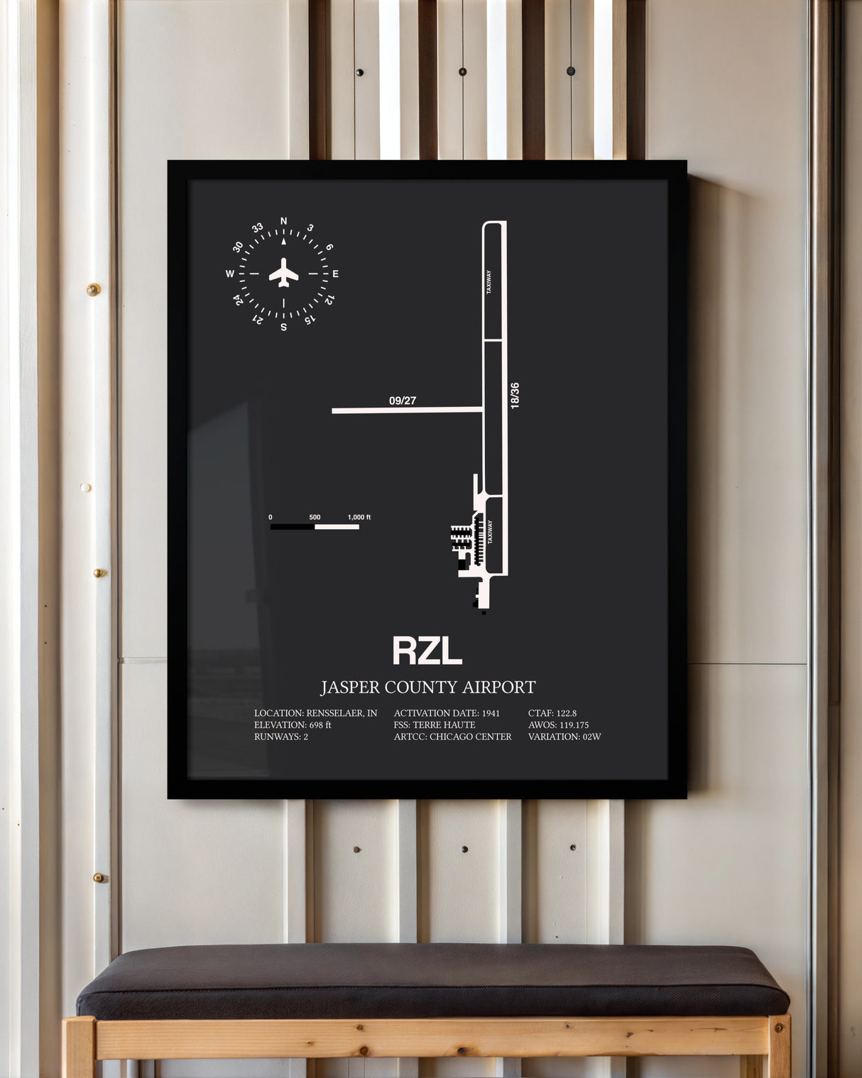 Frame color options for Jasper County Airport Wall Art
