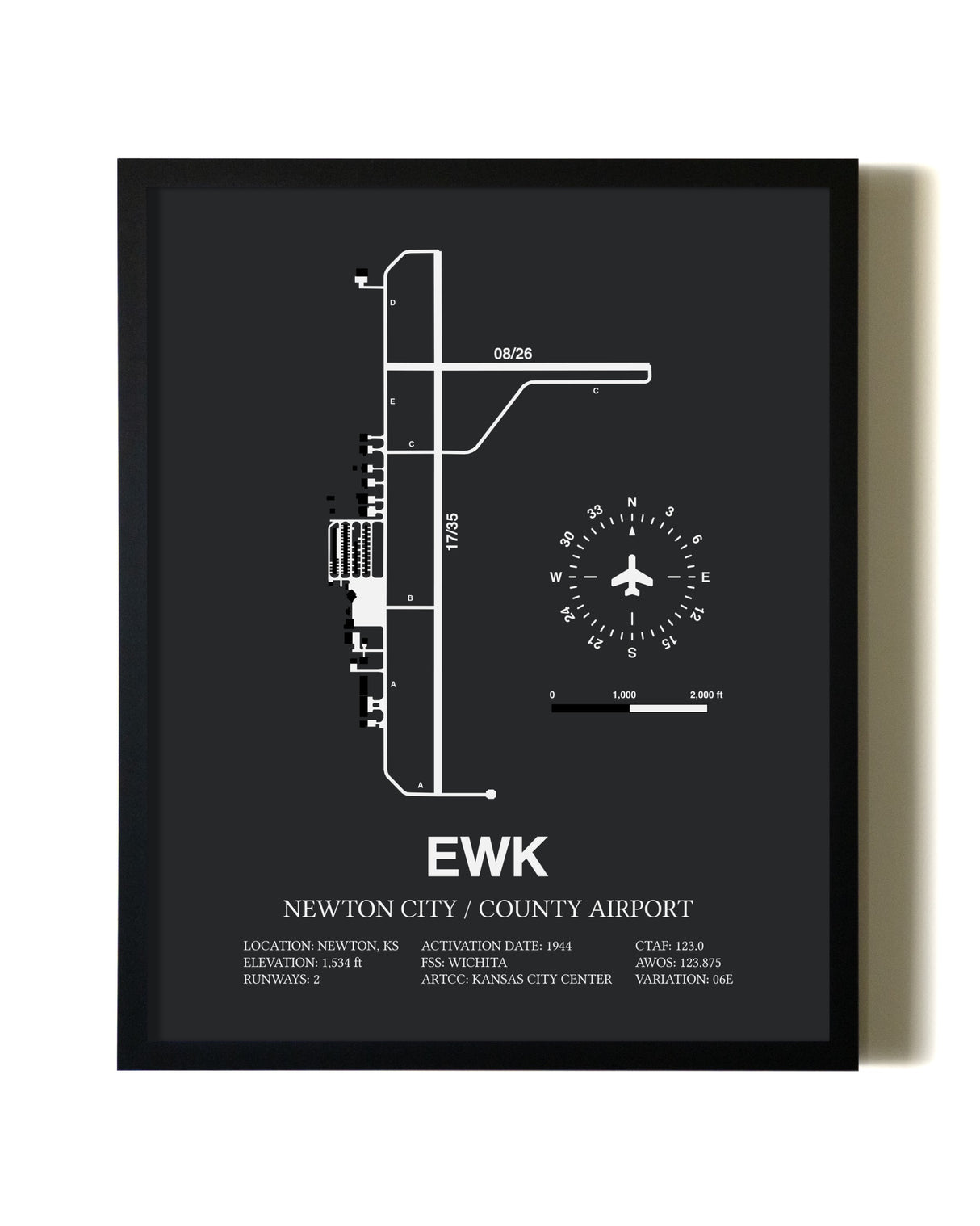 Unframed Newton City / County Airport map print poster