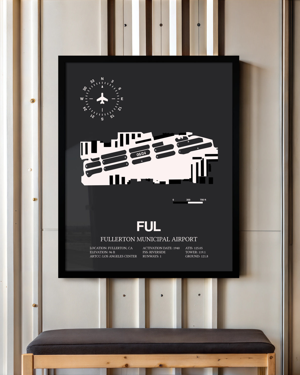 Frame color options for Fullerton Municipal Airport Wall Art