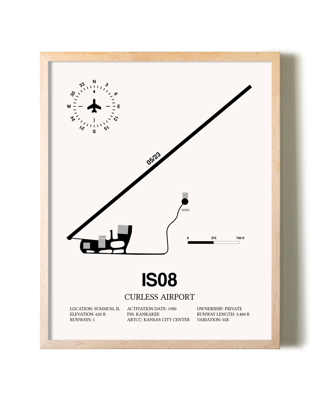 Curless Airport framed wall art in white frame