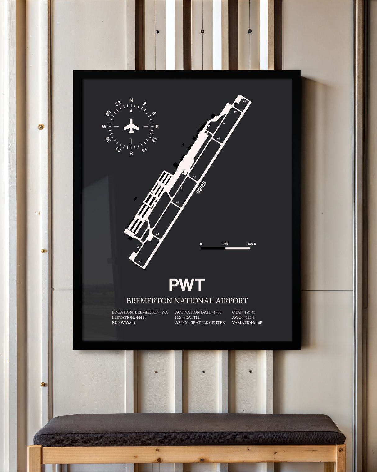 Frame color options for Bremerton National Airport Wall Art