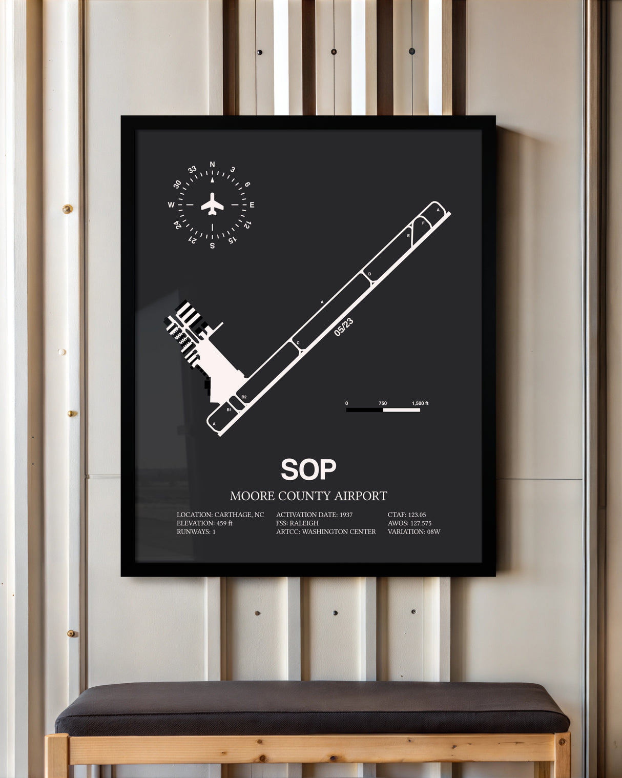 Frame color options for Moore County Airport Wall Art