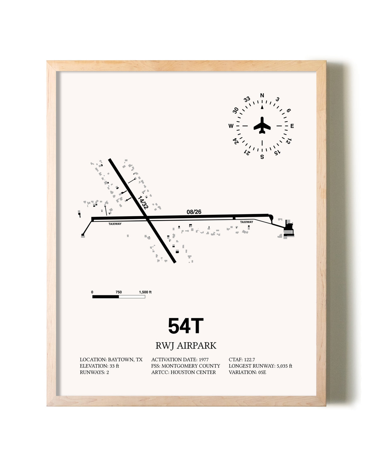 RWJ Airpark framed wall art in white frame