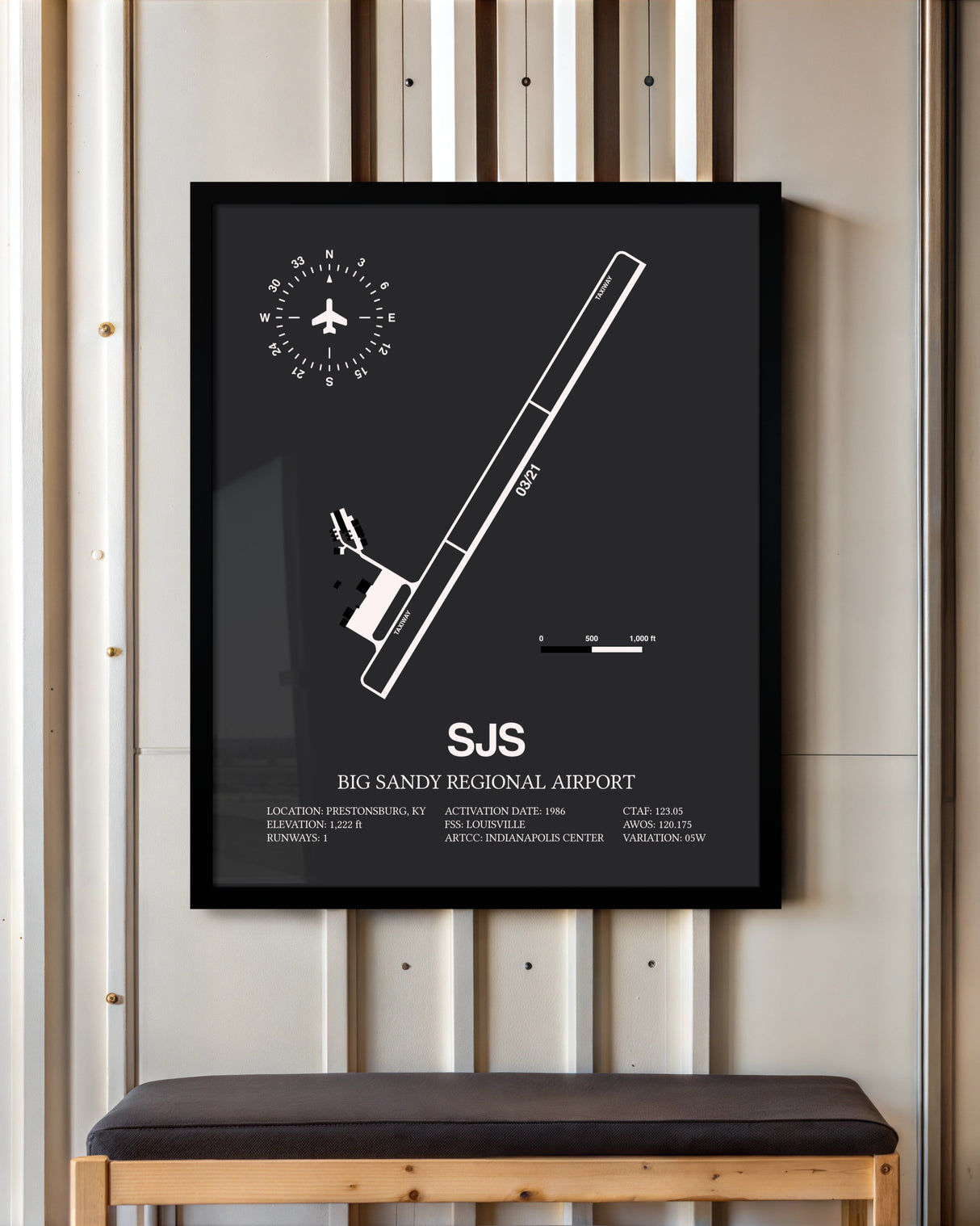 Frame color options for Big Sandy Regional Airport Wall Art