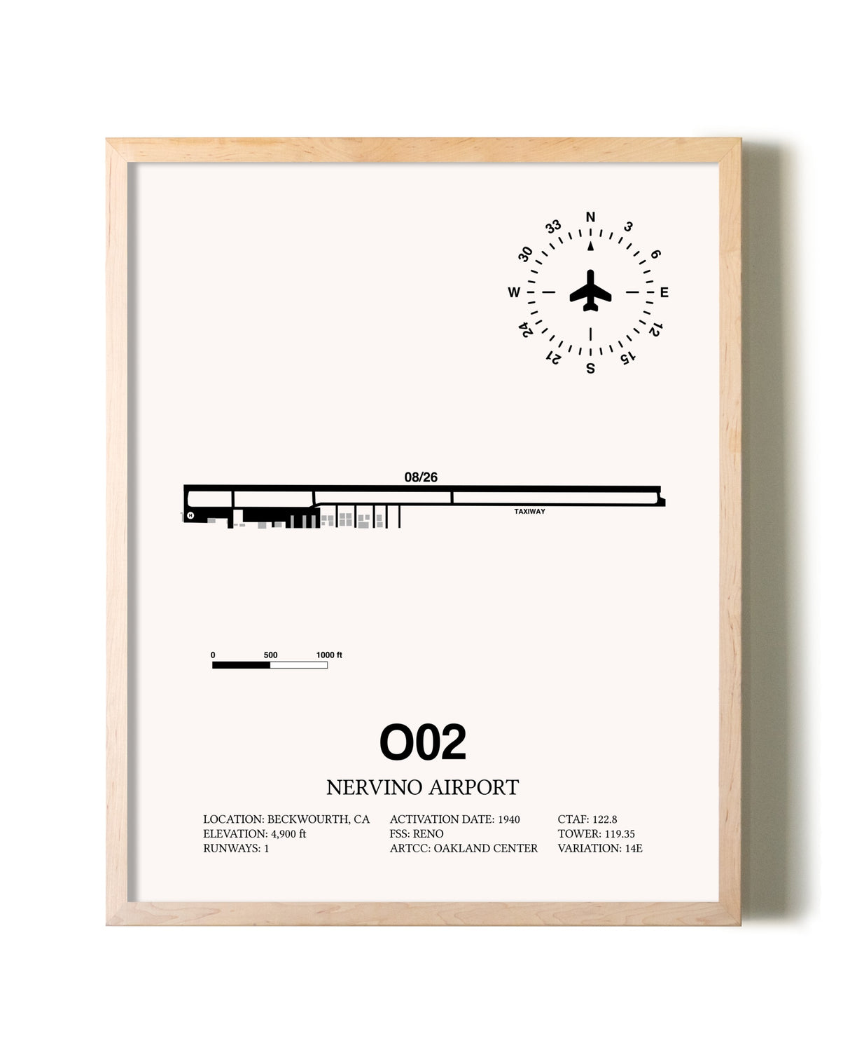 Nervino Airport framed wall art in white frame