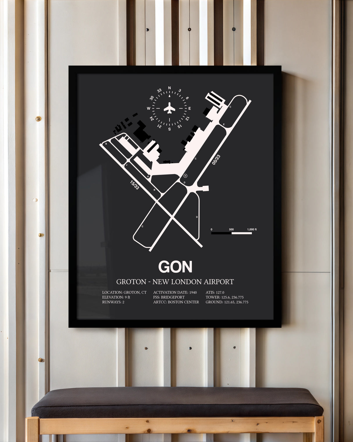 Frame color options for Groton-New London Airport Wall Art