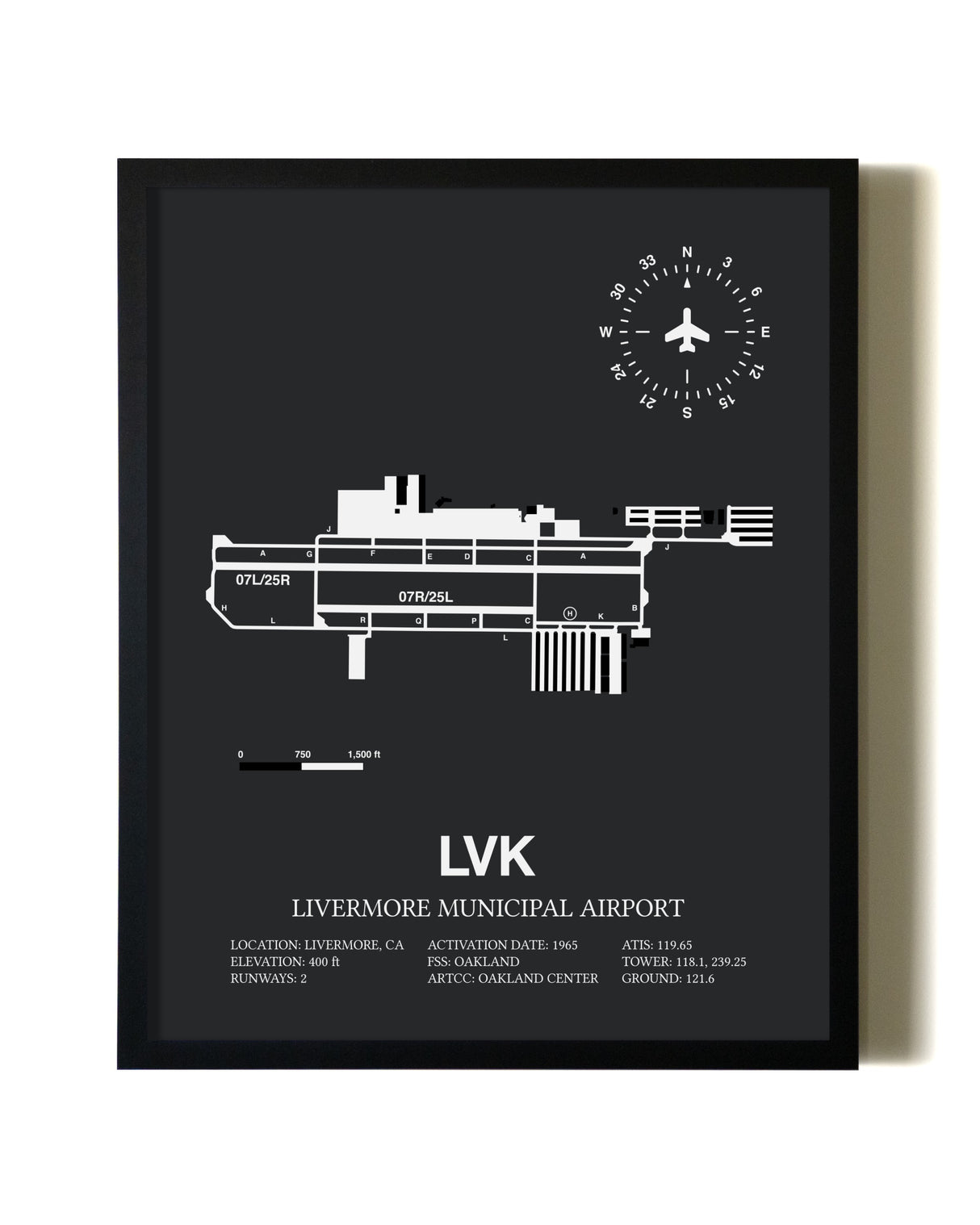 Unframed Livermore Municipal Airport map print poster