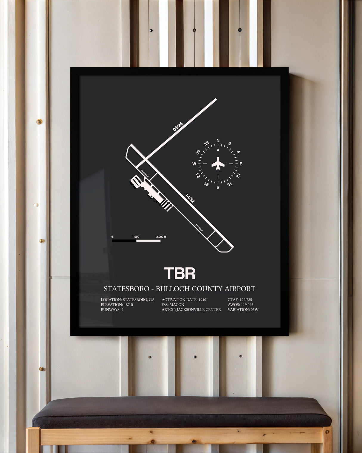 Frame color options for Statesboro-Bulloch County Airport Wall Art