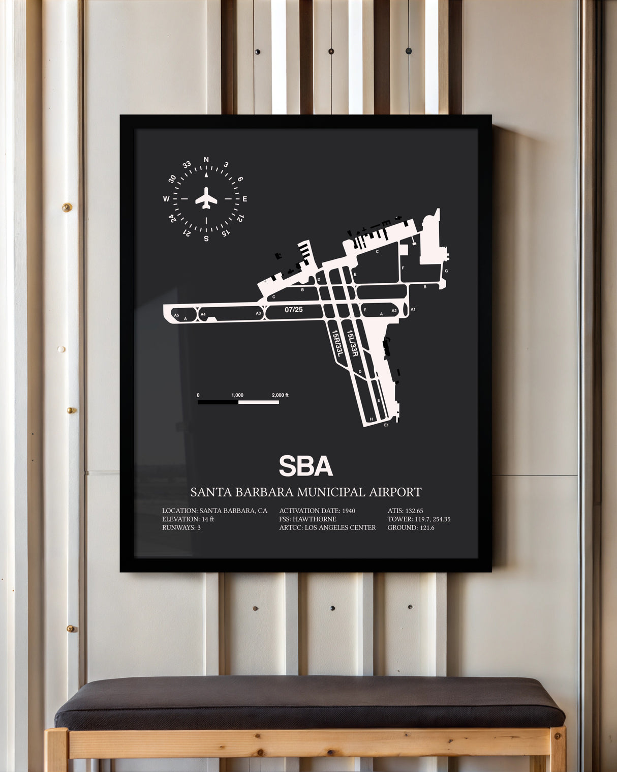 Frame color options for Santa Barbara Municipal Airport Wall Art