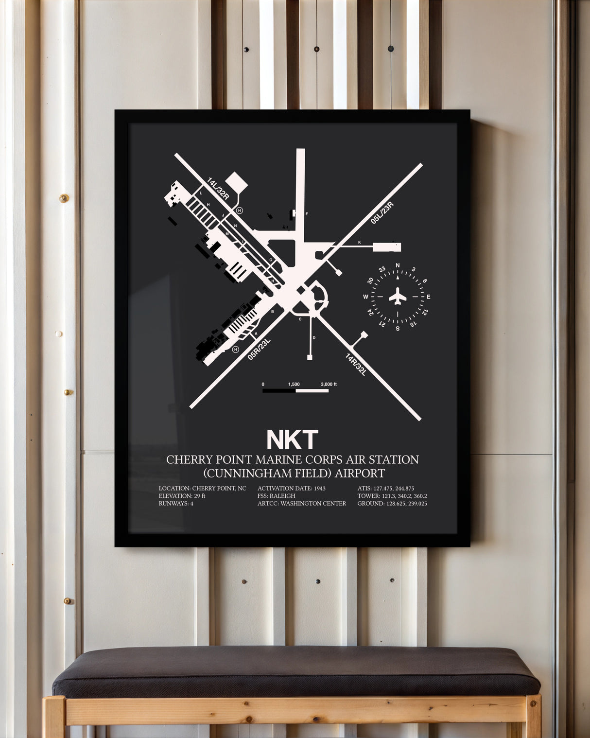 Frame color options for Cherry Point Marine Corps Air Station (Cunningham Field) Airport Wall Art