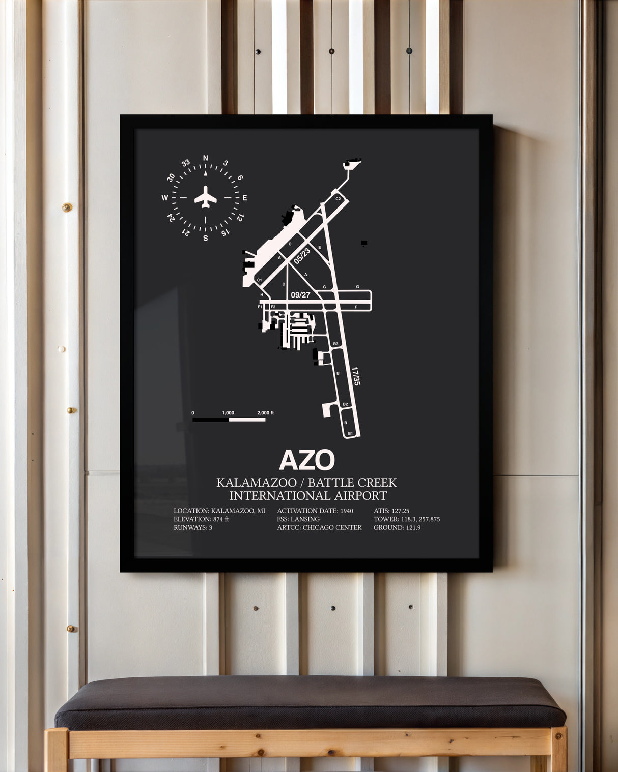 Frame color options for Kalamazoo / Battle Creek International Airport Wall Art