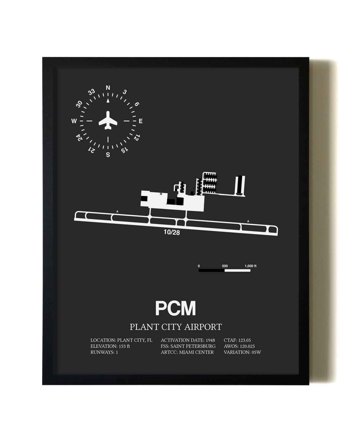Unframed Plant City Airport map print poster