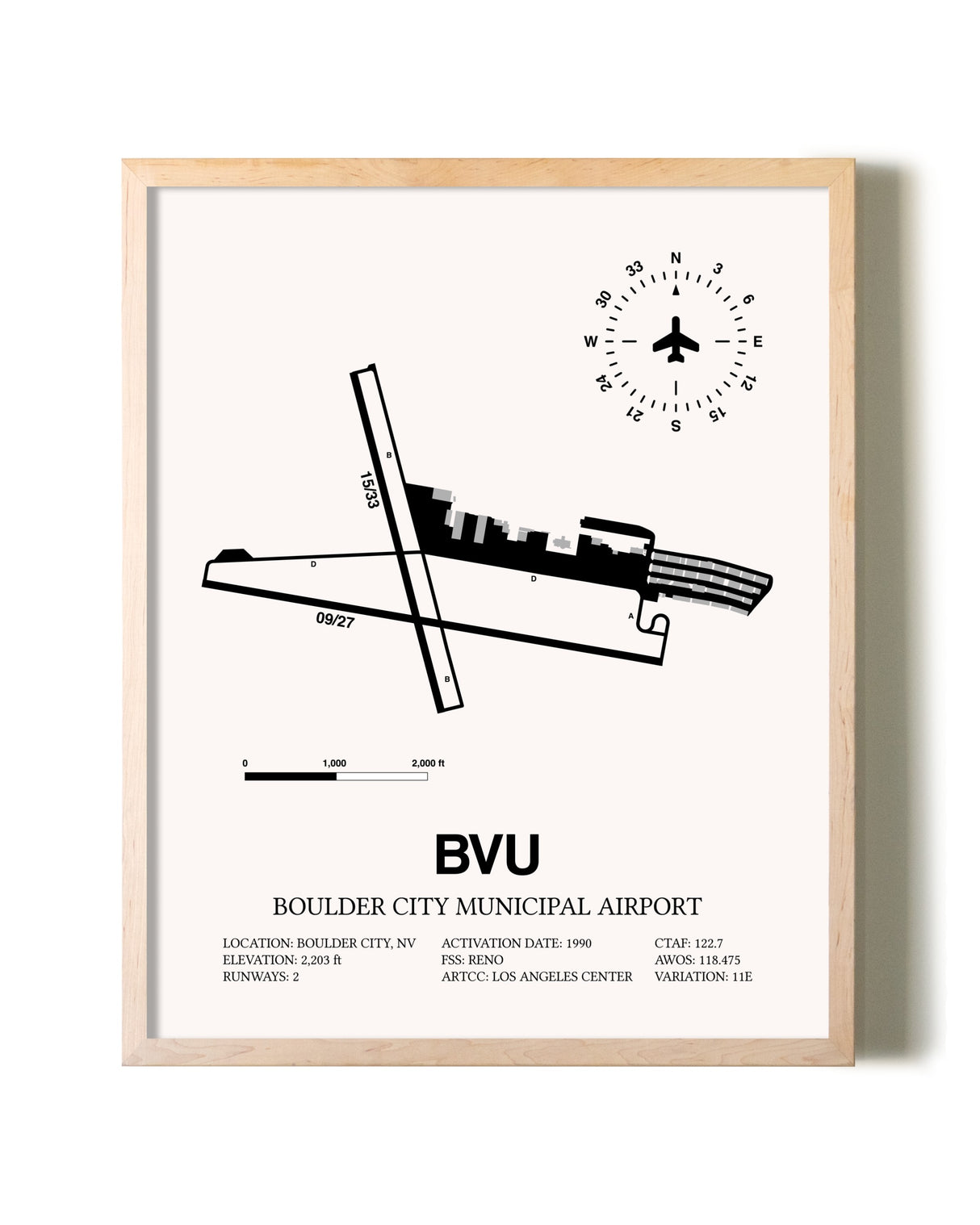 Boulder City Municipal Airport framed wall art in white frame